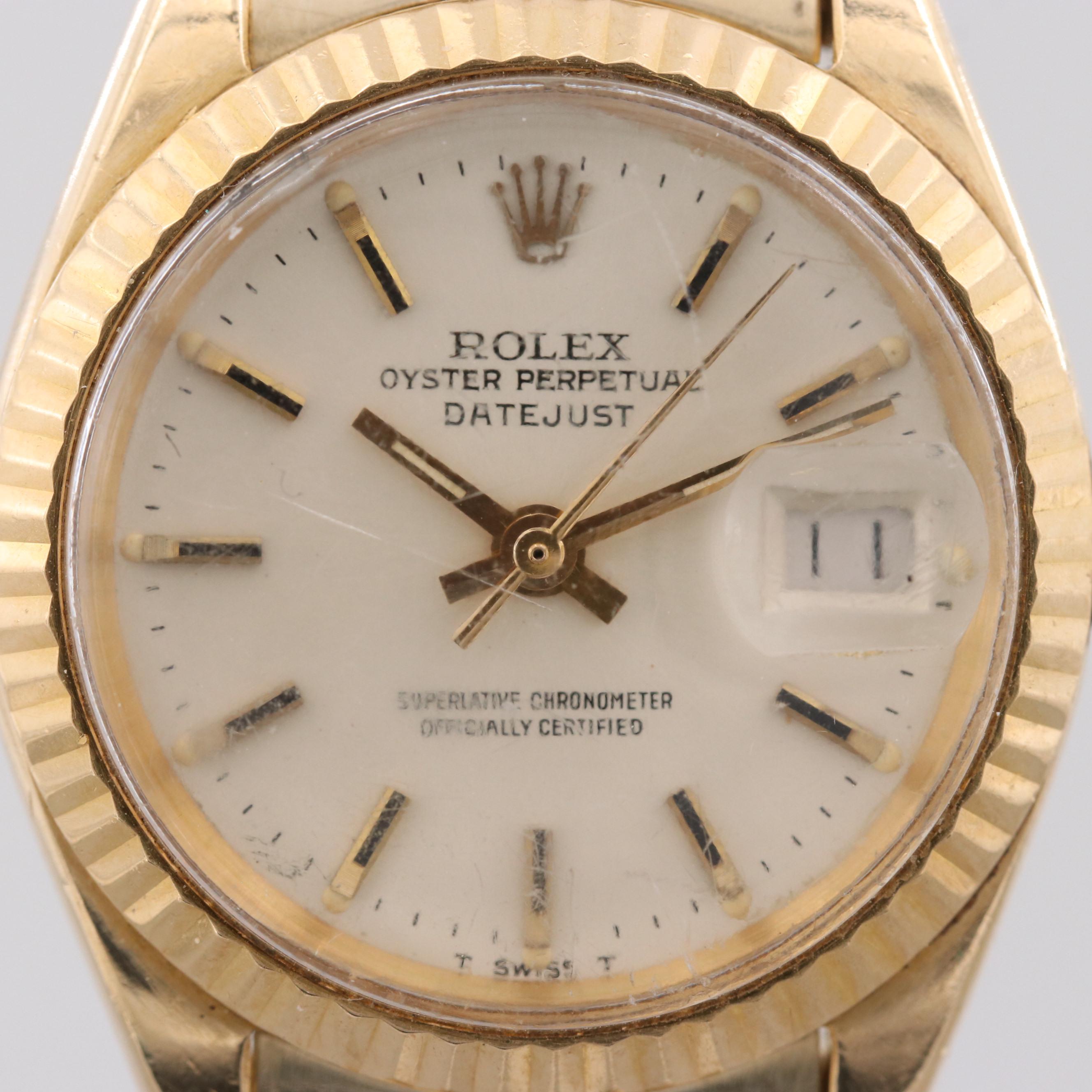 Rolex Datejust 18K Yellow Gold Watch With 14K Jubilee Bracelet, 1971