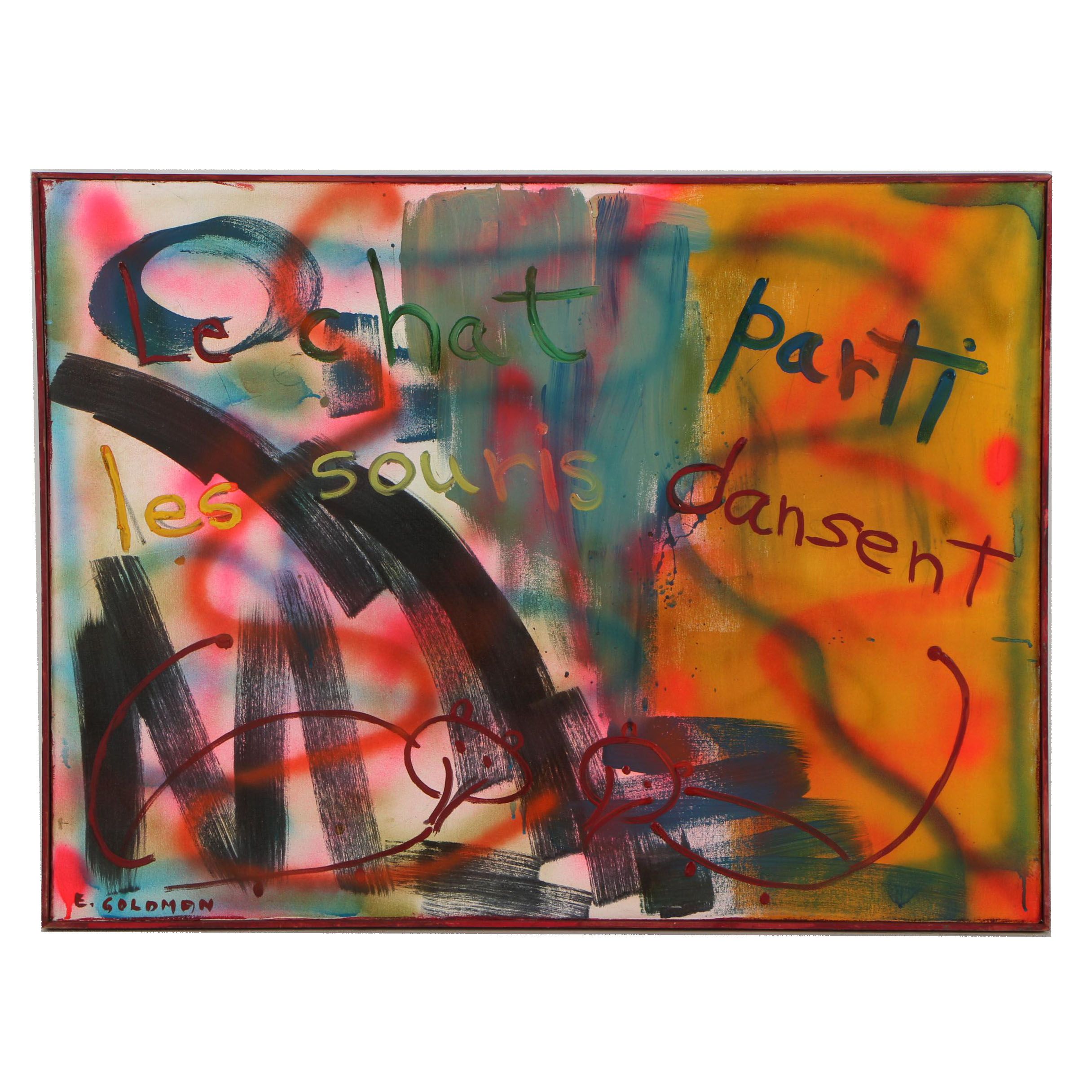 E. Goldman Mixed Media "Graffiti" Painting