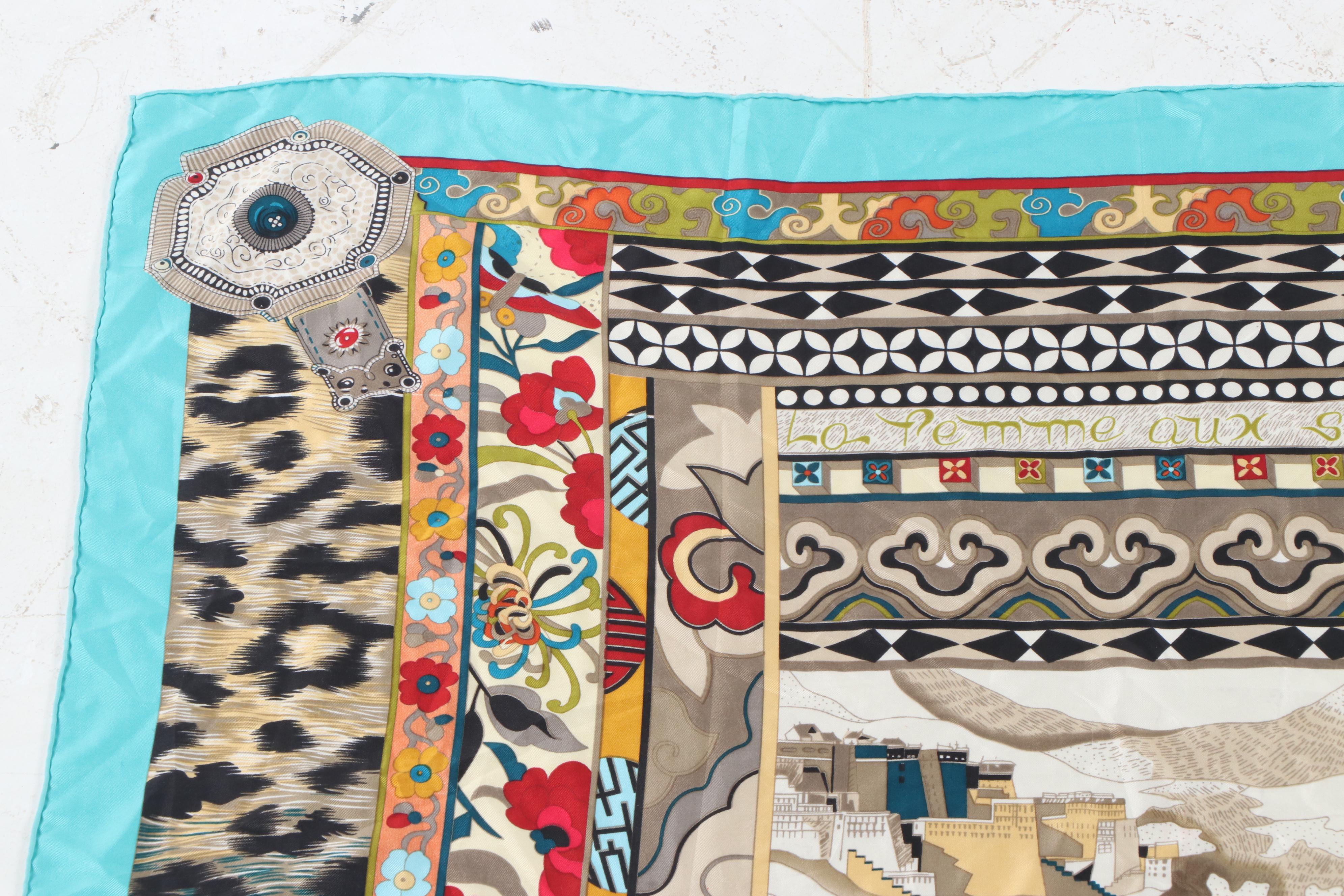 Hermès “Le Femme aux Semelles de Vente” Silk Shawl by Aline Honore