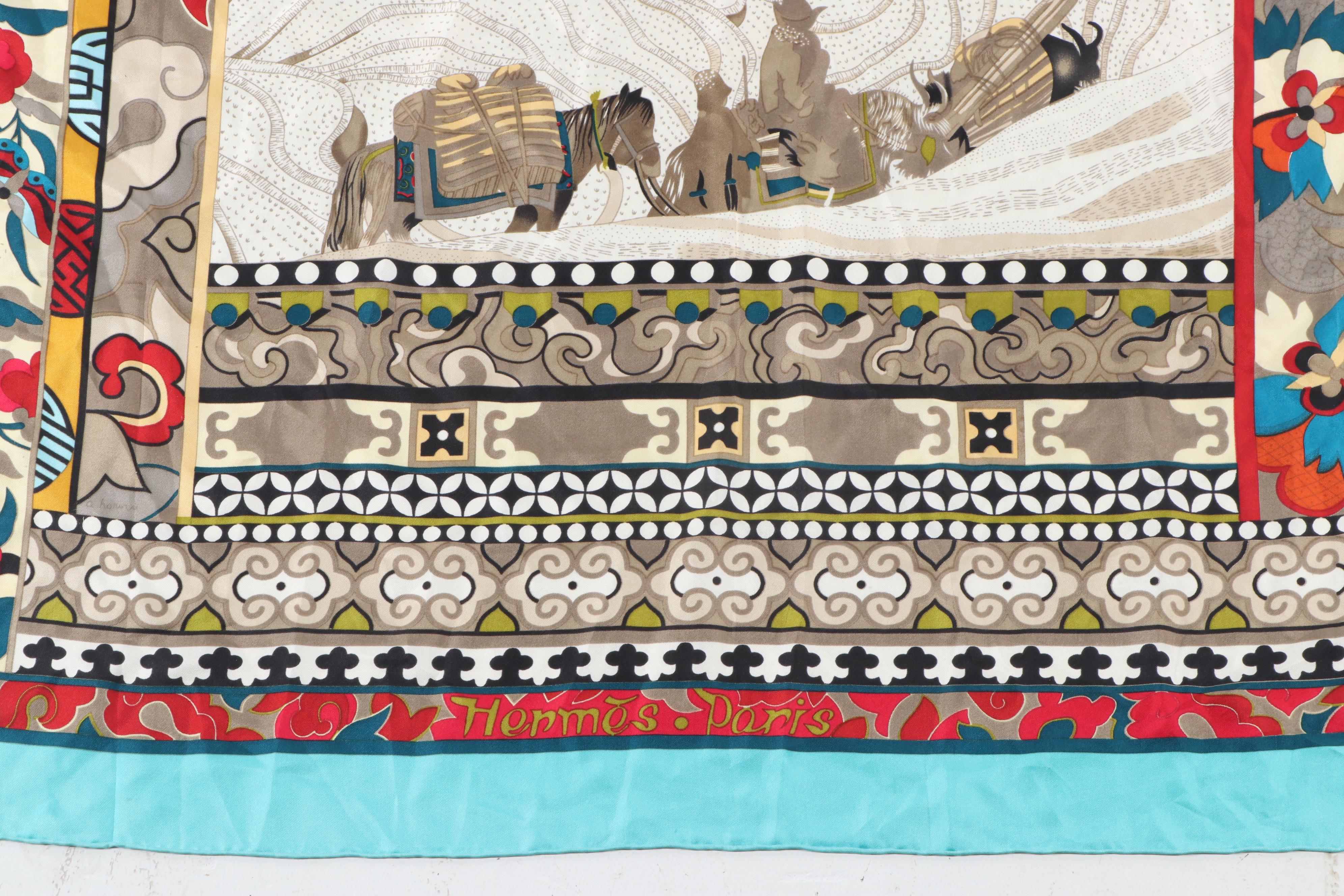 Hermès “Le Femme aux Semelles de Vente” Silk Shawl by Aline Honore