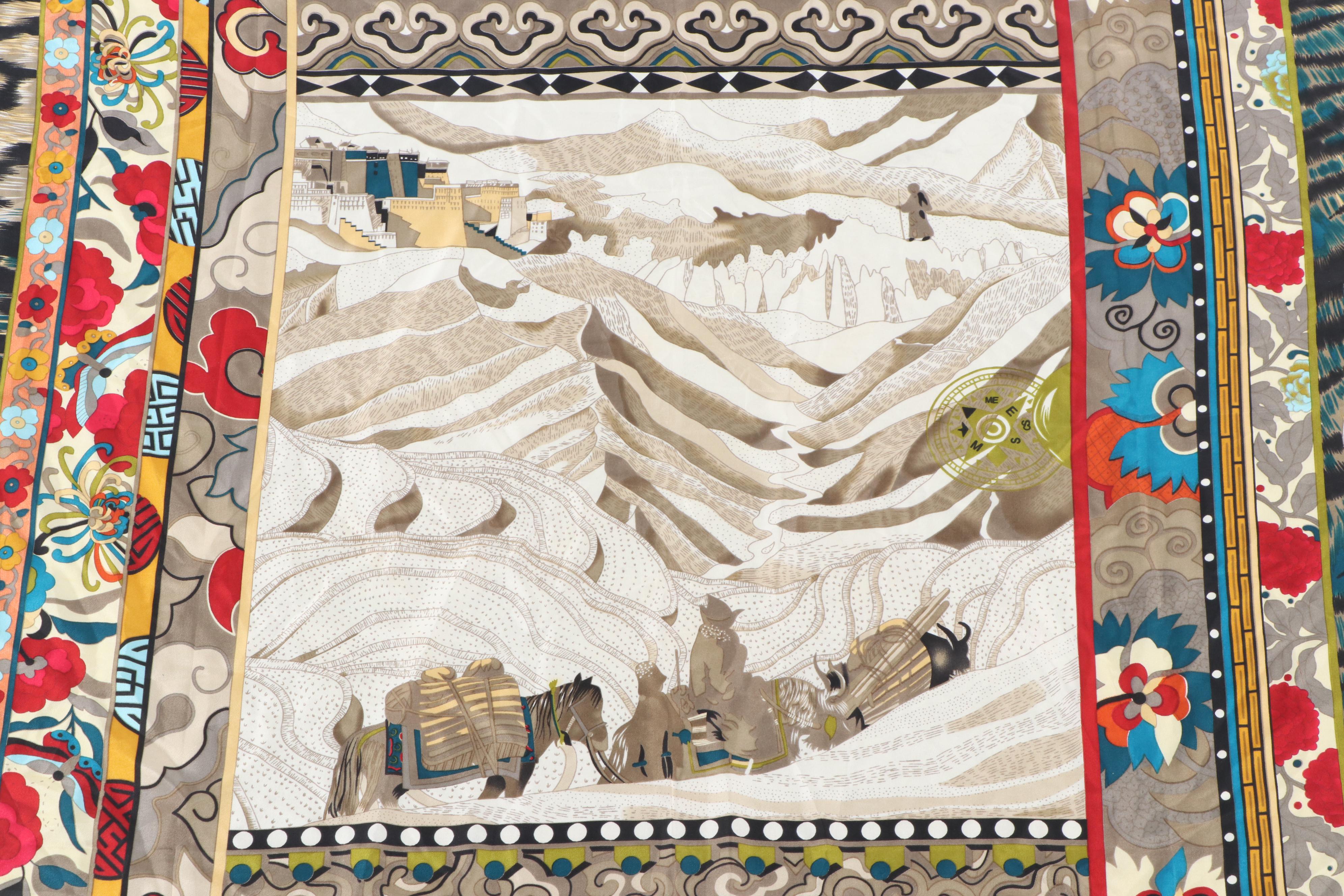 Hermès “Le Femme aux Semelles de Vente” Silk Shawl by Aline Honore