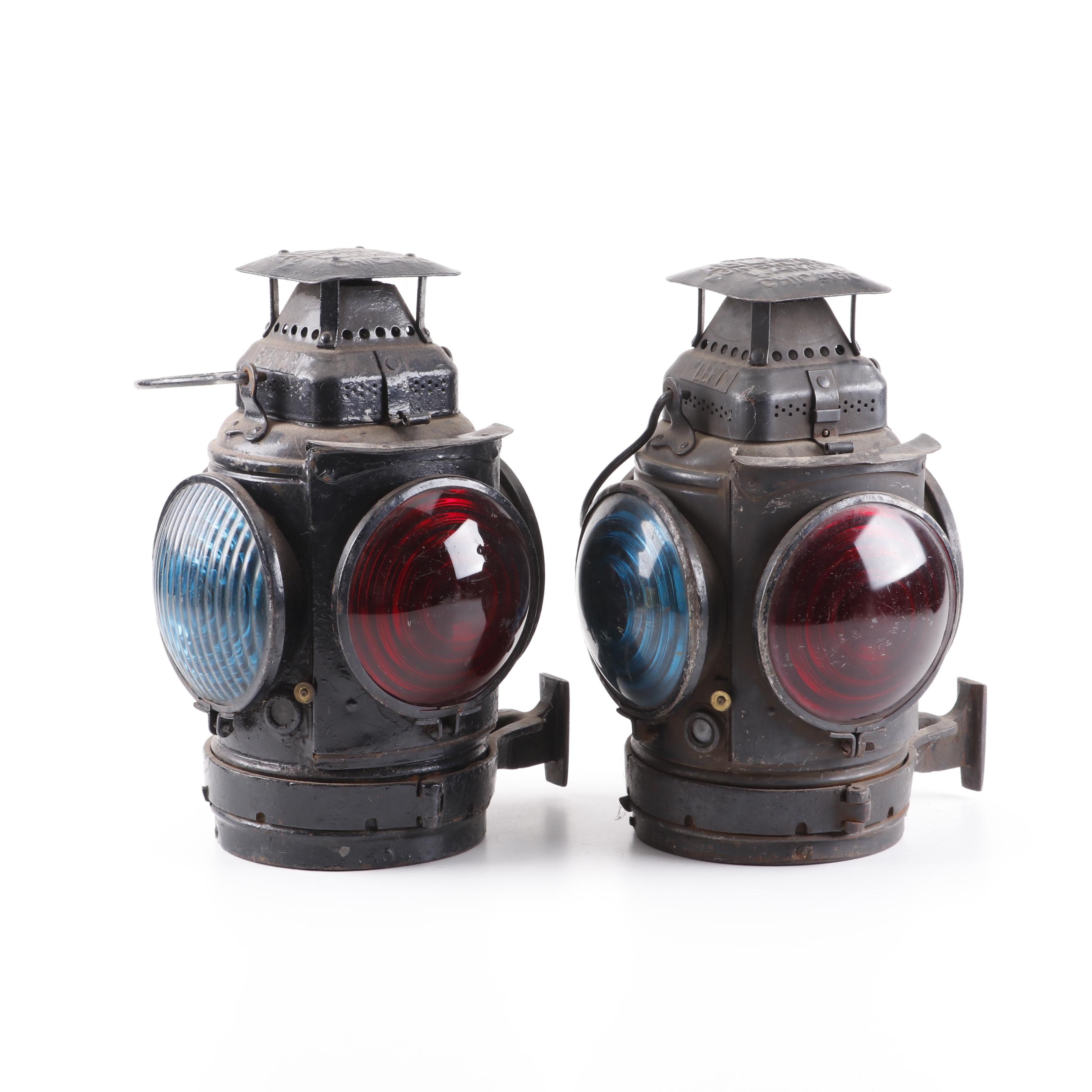 Adlake Kerosene Railroad Switch Lanterns, Late 19th Century