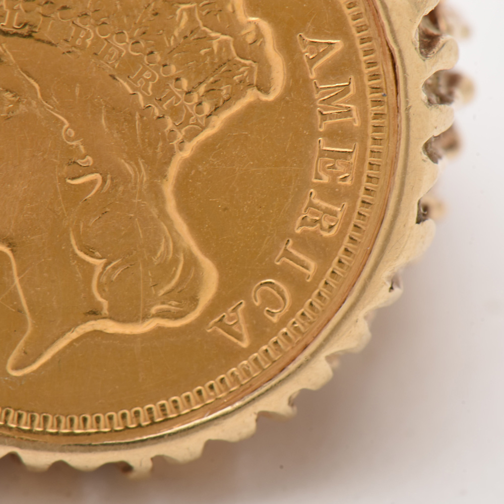 14K Yellow Gold Ring Featuring 1882 Indian Princess Head $3 Gold Coin