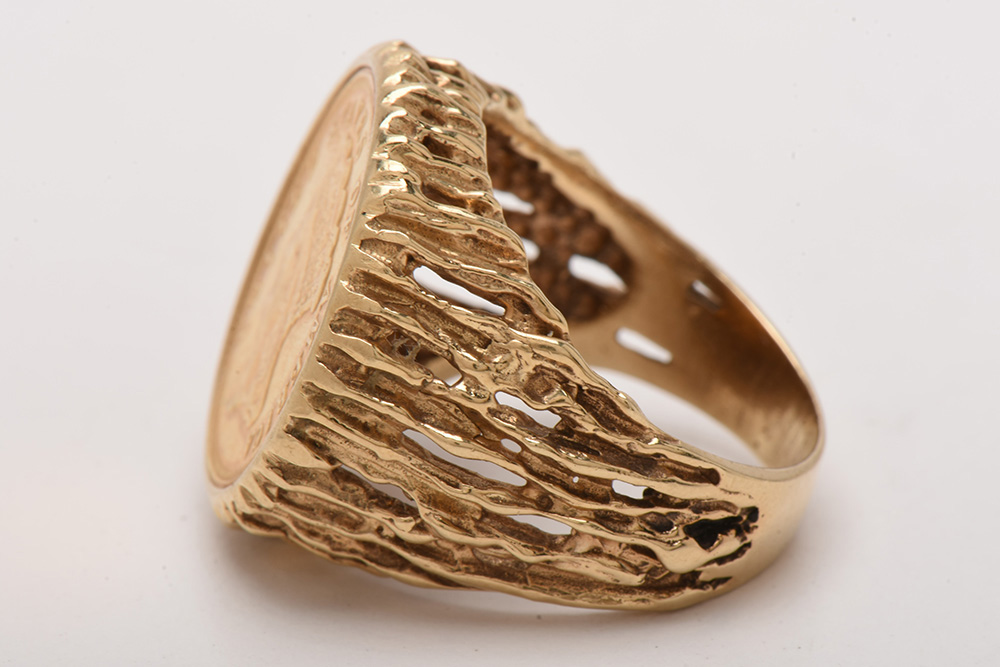 14K Yellow Gold Ring Featuring 1882 Indian Princess Head $3 Gold Coin