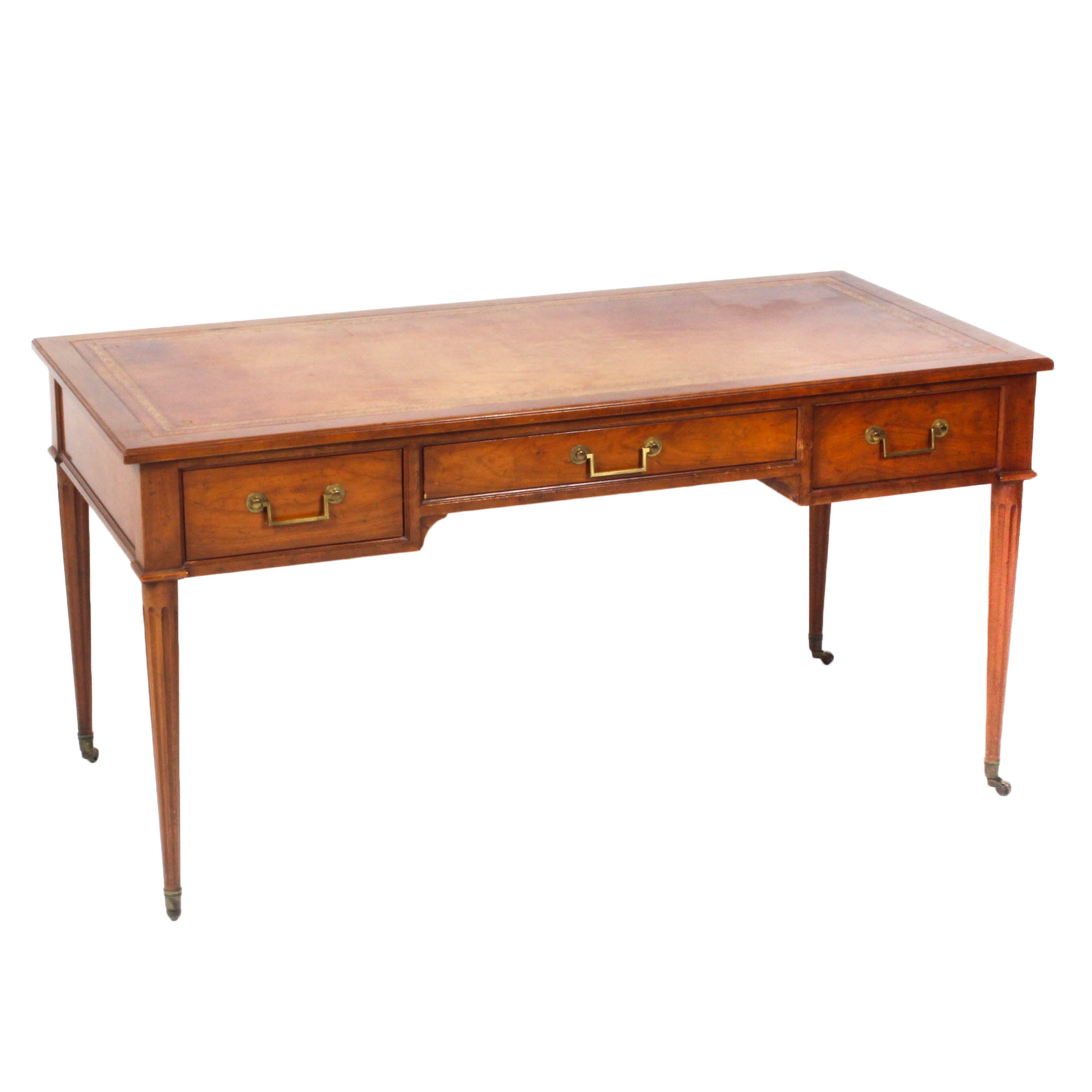 Baker Furniture Sheraton Style Leather Top Executive Desk, Late 20th Century