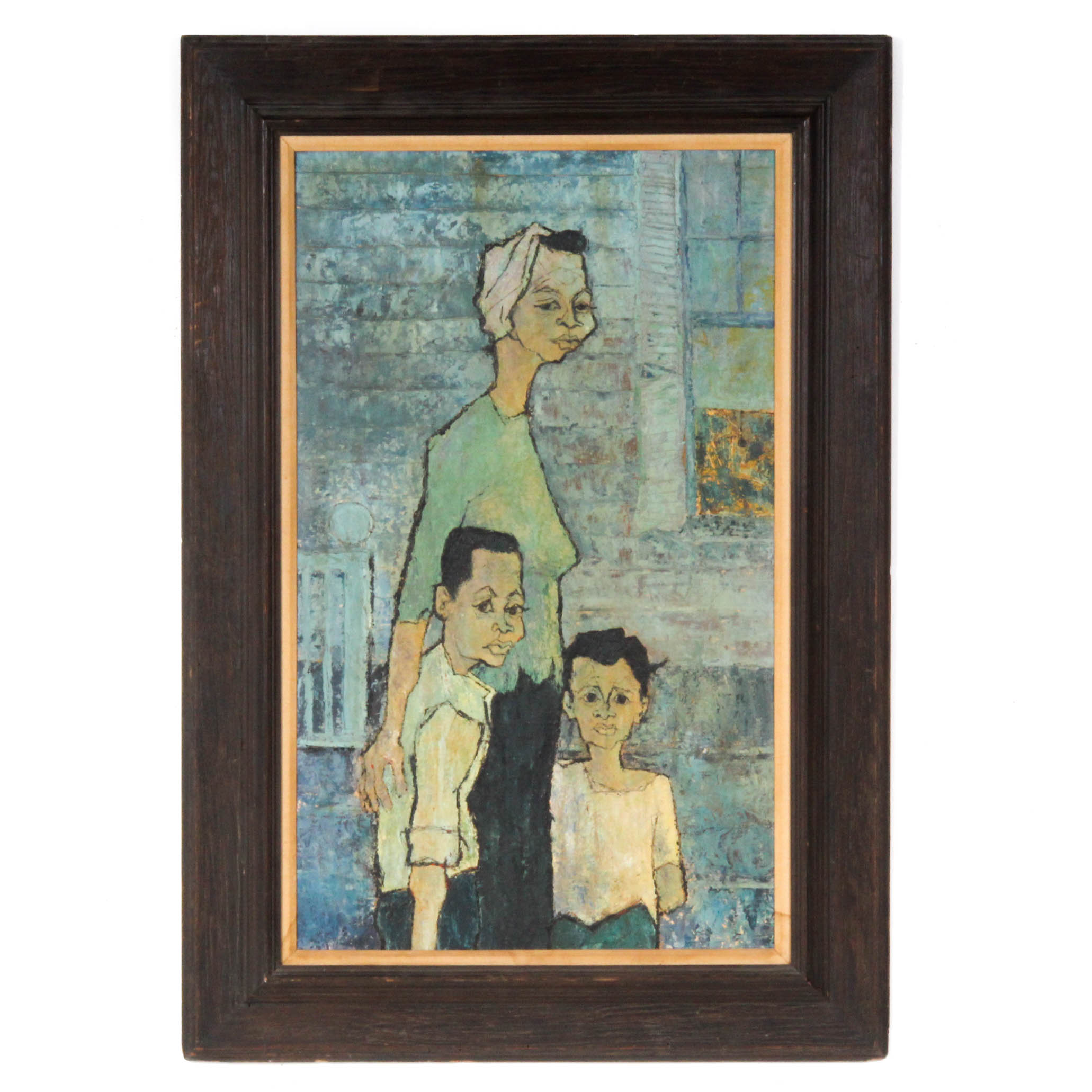 Sid Maurer Mid Century Etched Oil Painting