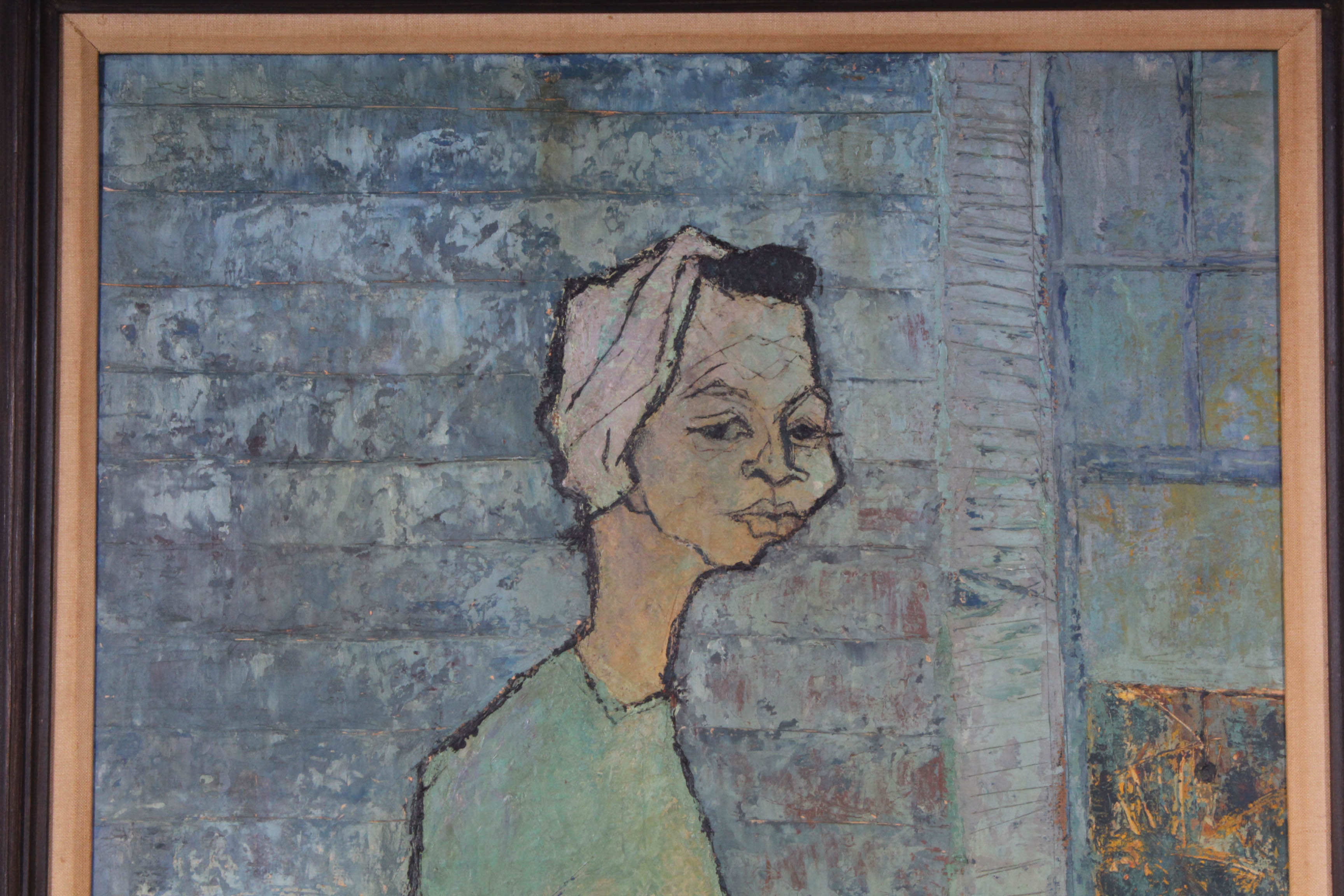 Sid Maurer Mid Century Etched Oil Painting