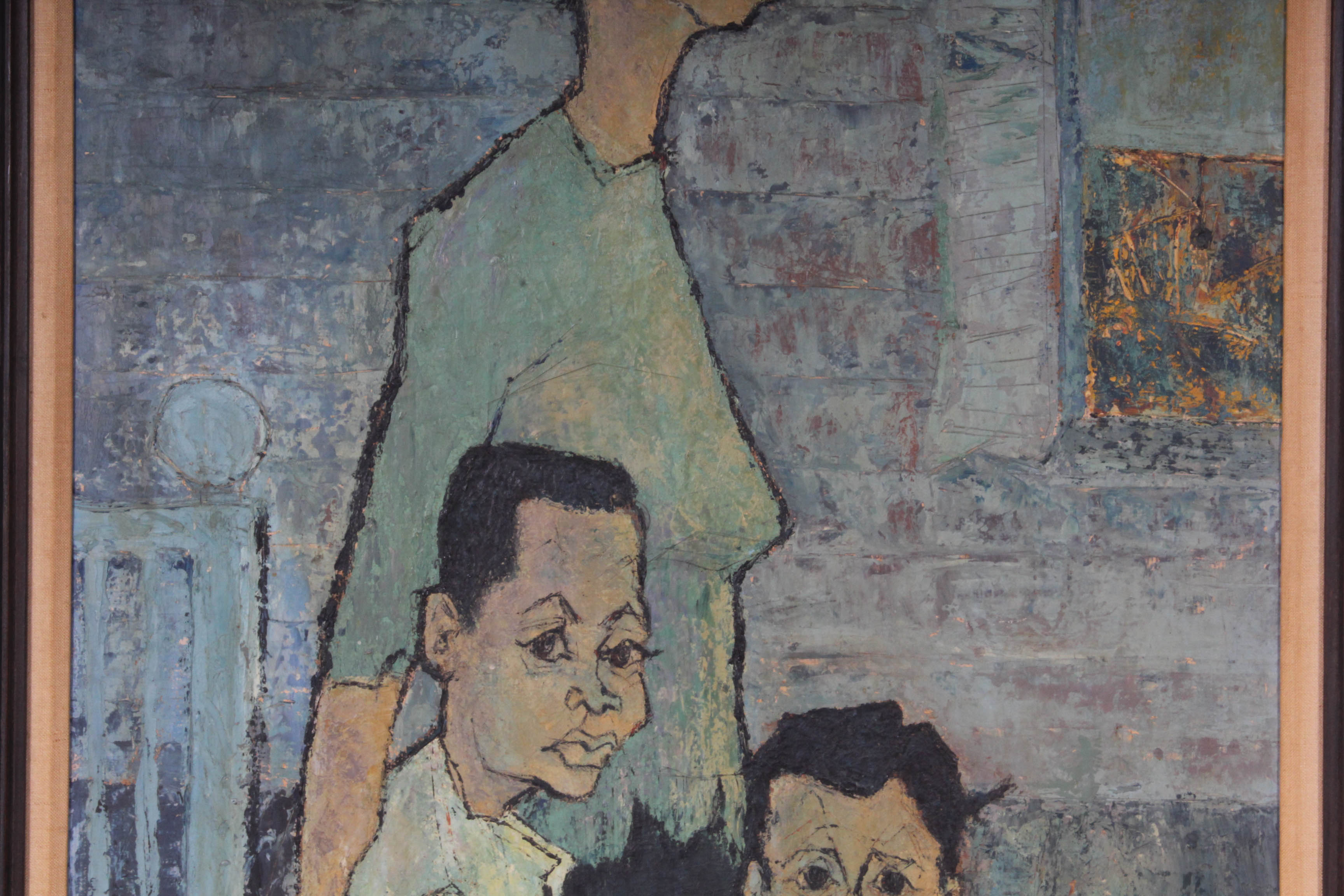 Sid Maurer Mid Century Etched Oil Painting