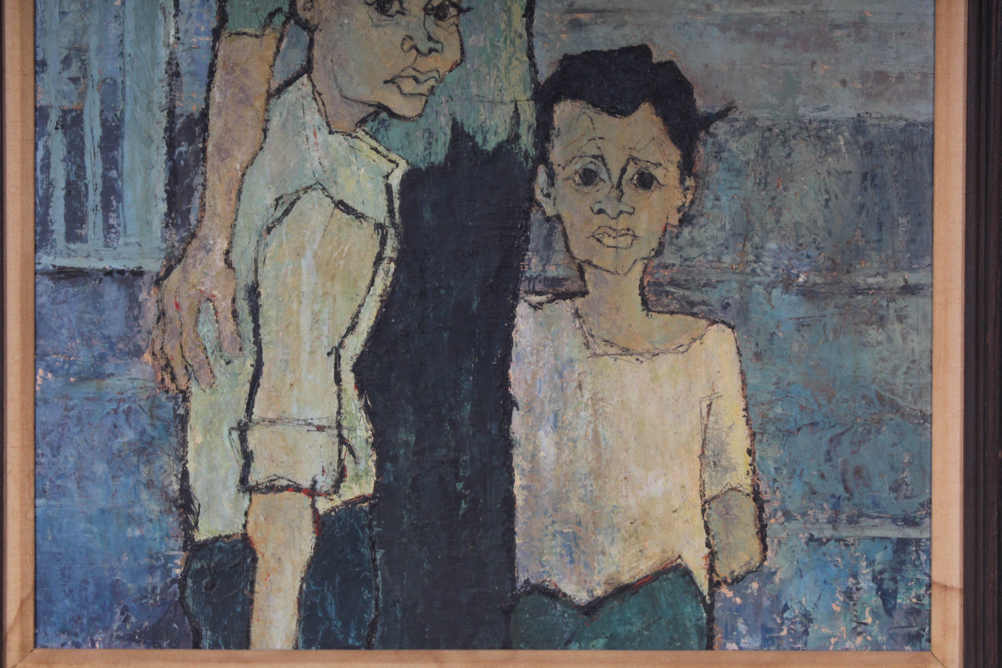 Sid Maurer Mid Century Etched Oil Painting