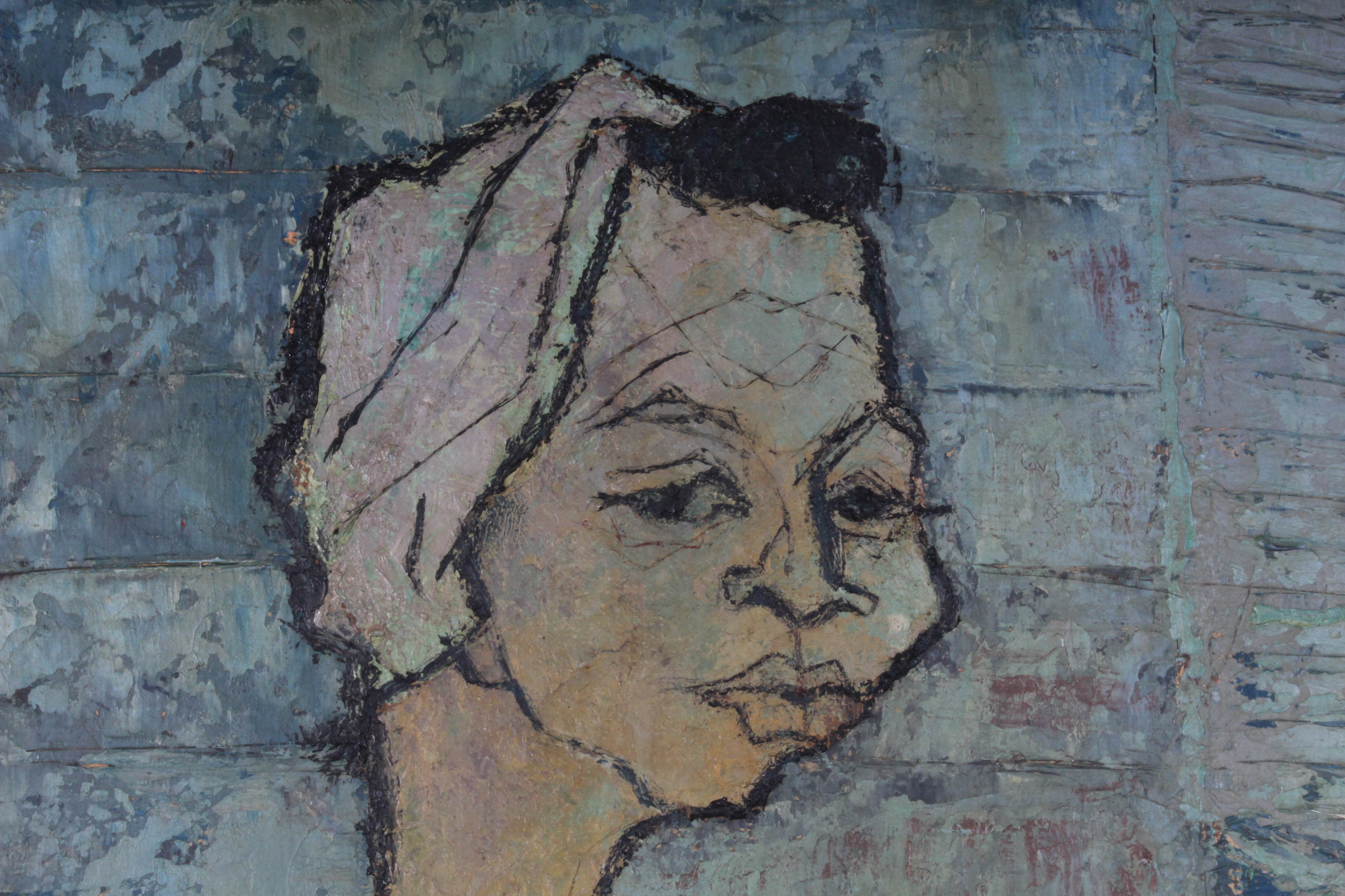 Sid Maurer Mid Century Etched Oil Painting