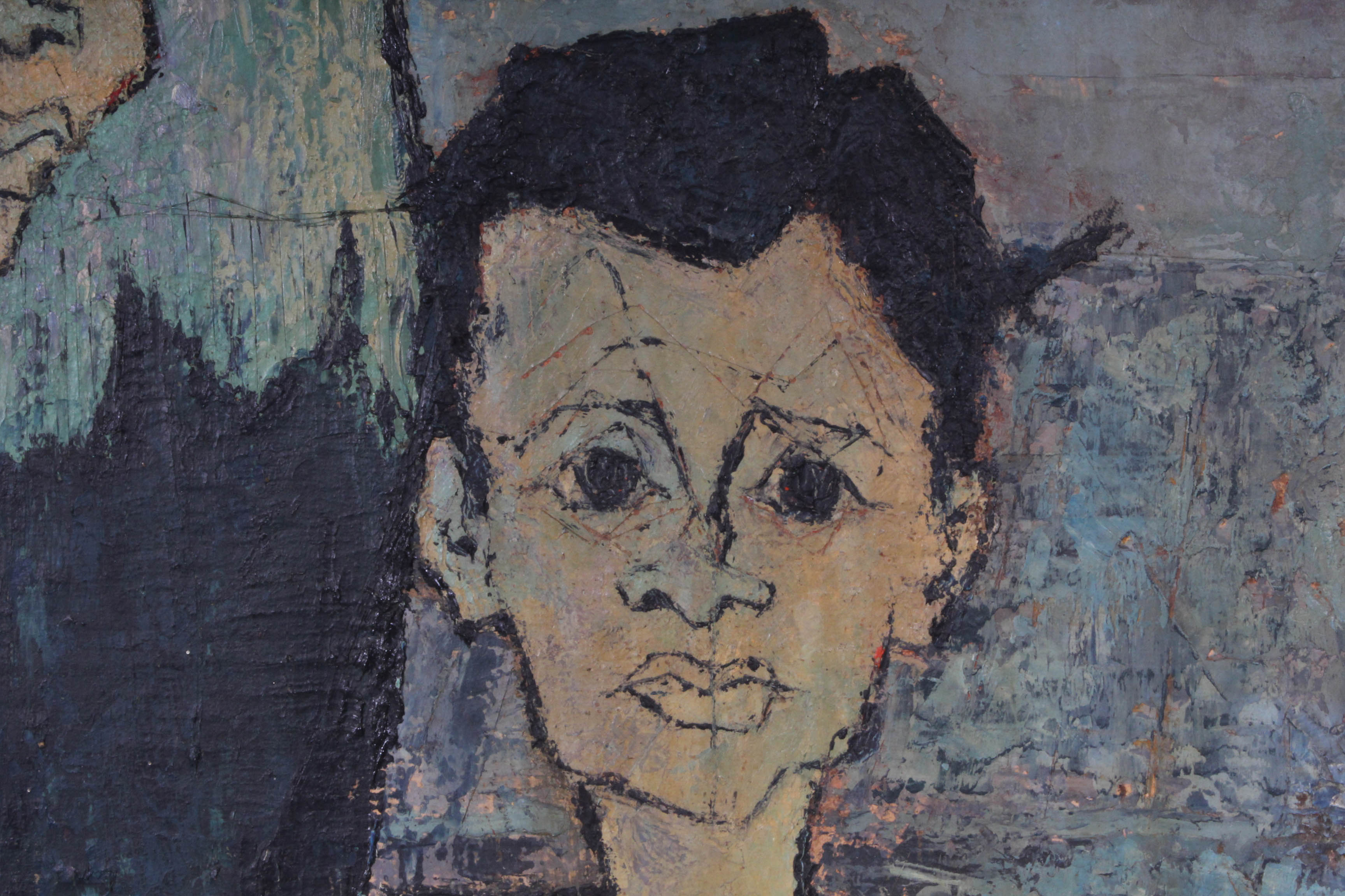 Sid Maurer Mid Century Etched Oil Painting