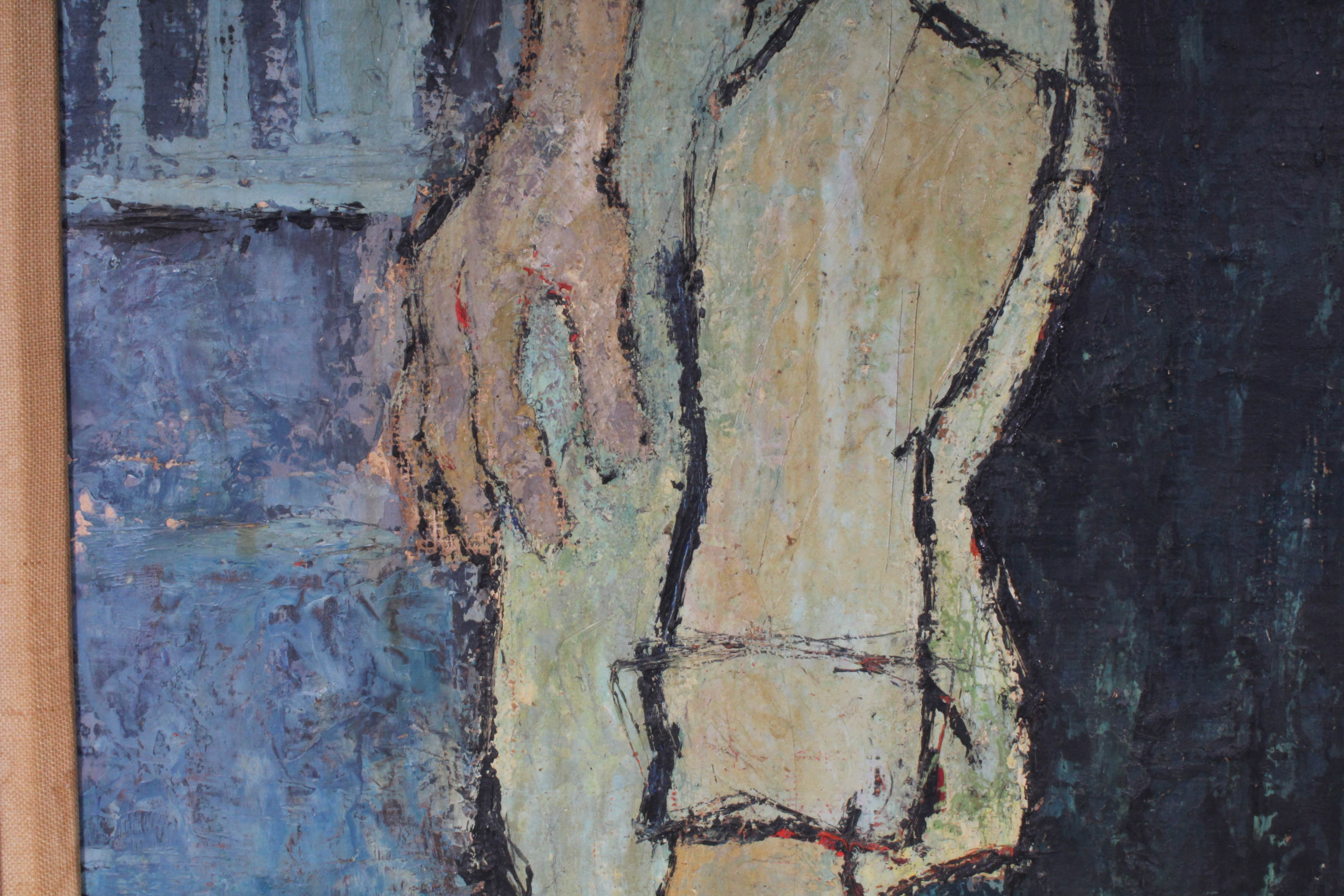 Sid Maurer Mid Century Etched Oil Painting