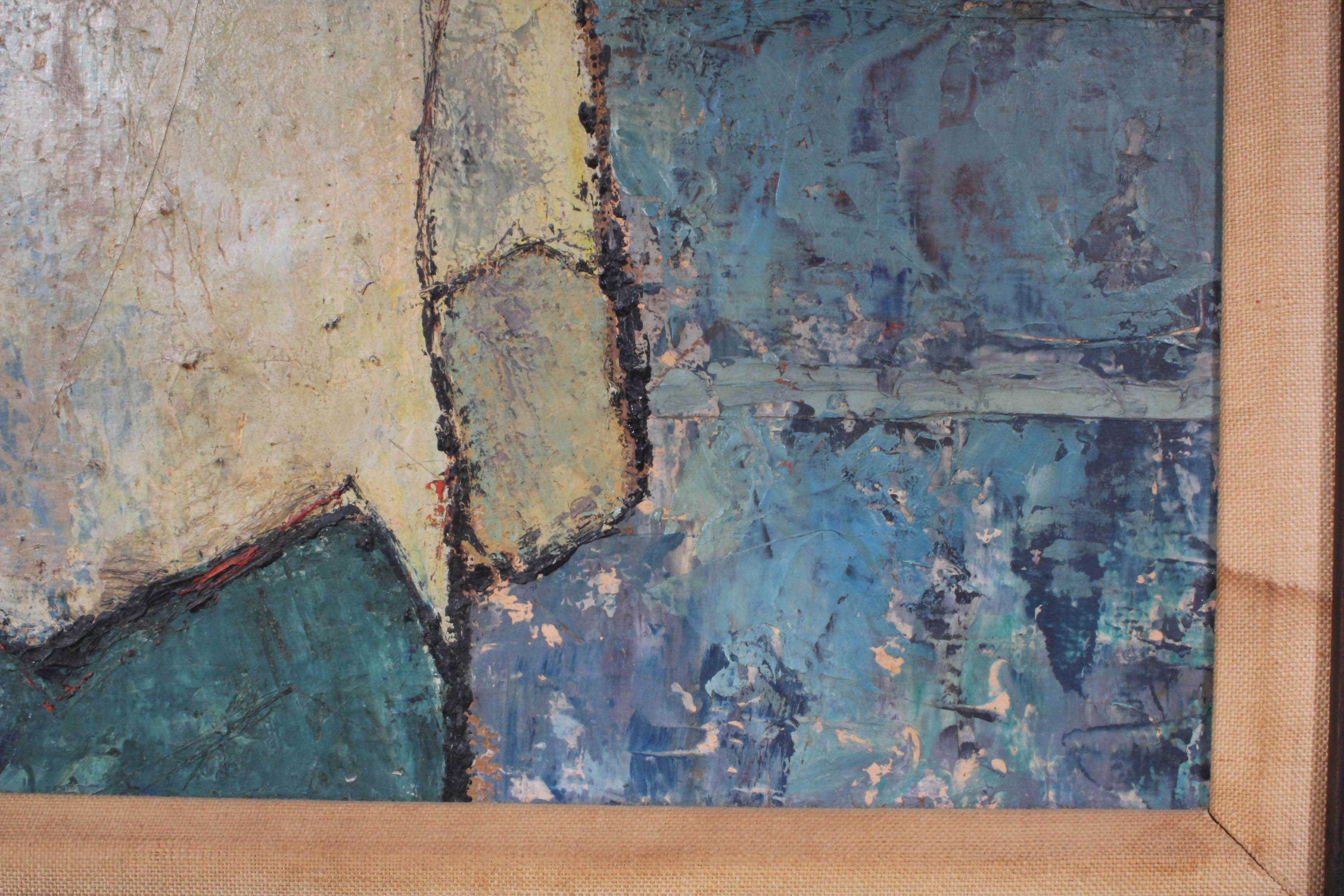 Sid Maurer Mid Century Etched Oil Painting