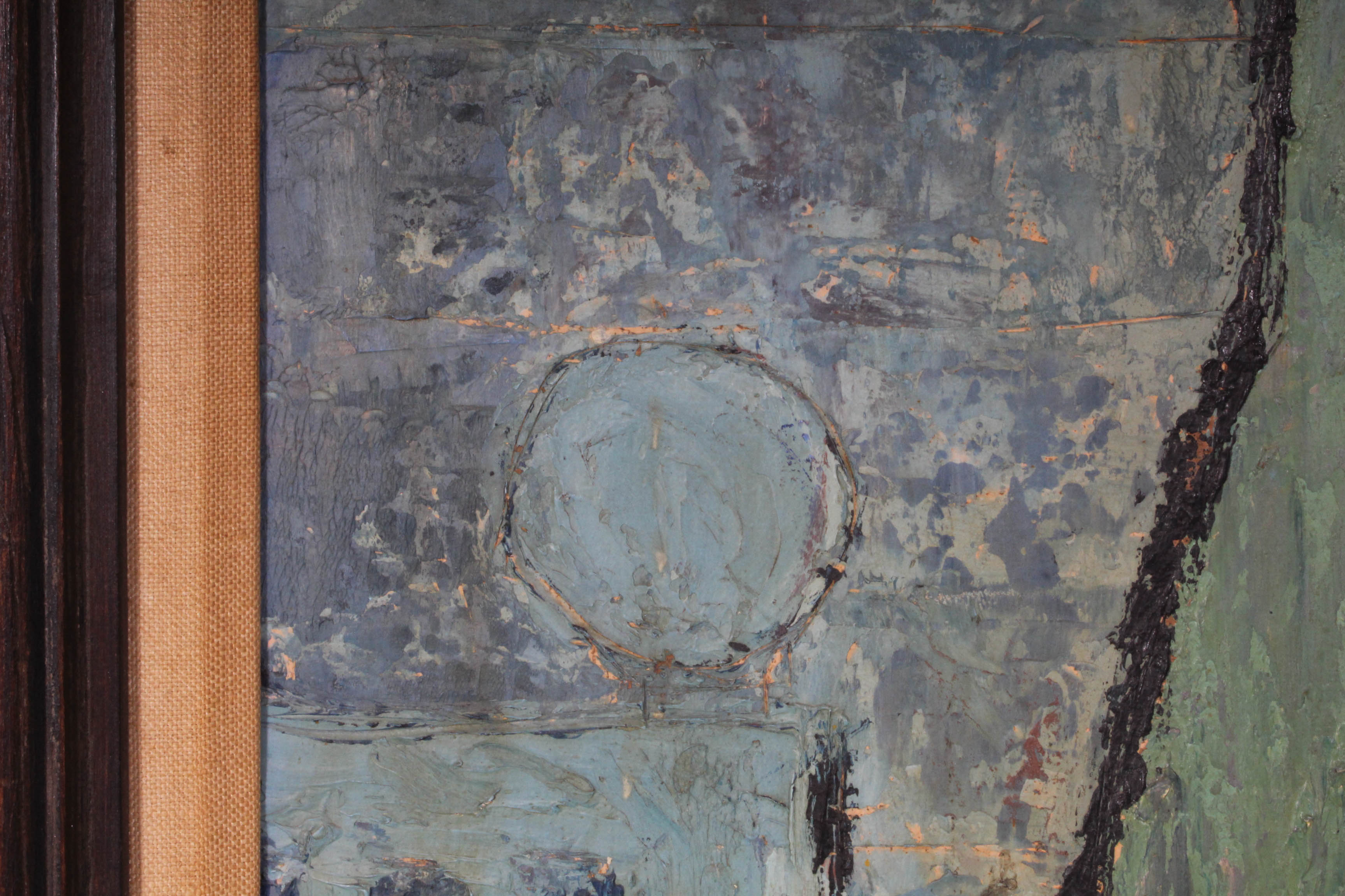 Sid Maurer Mid Century Etched Oil Painting