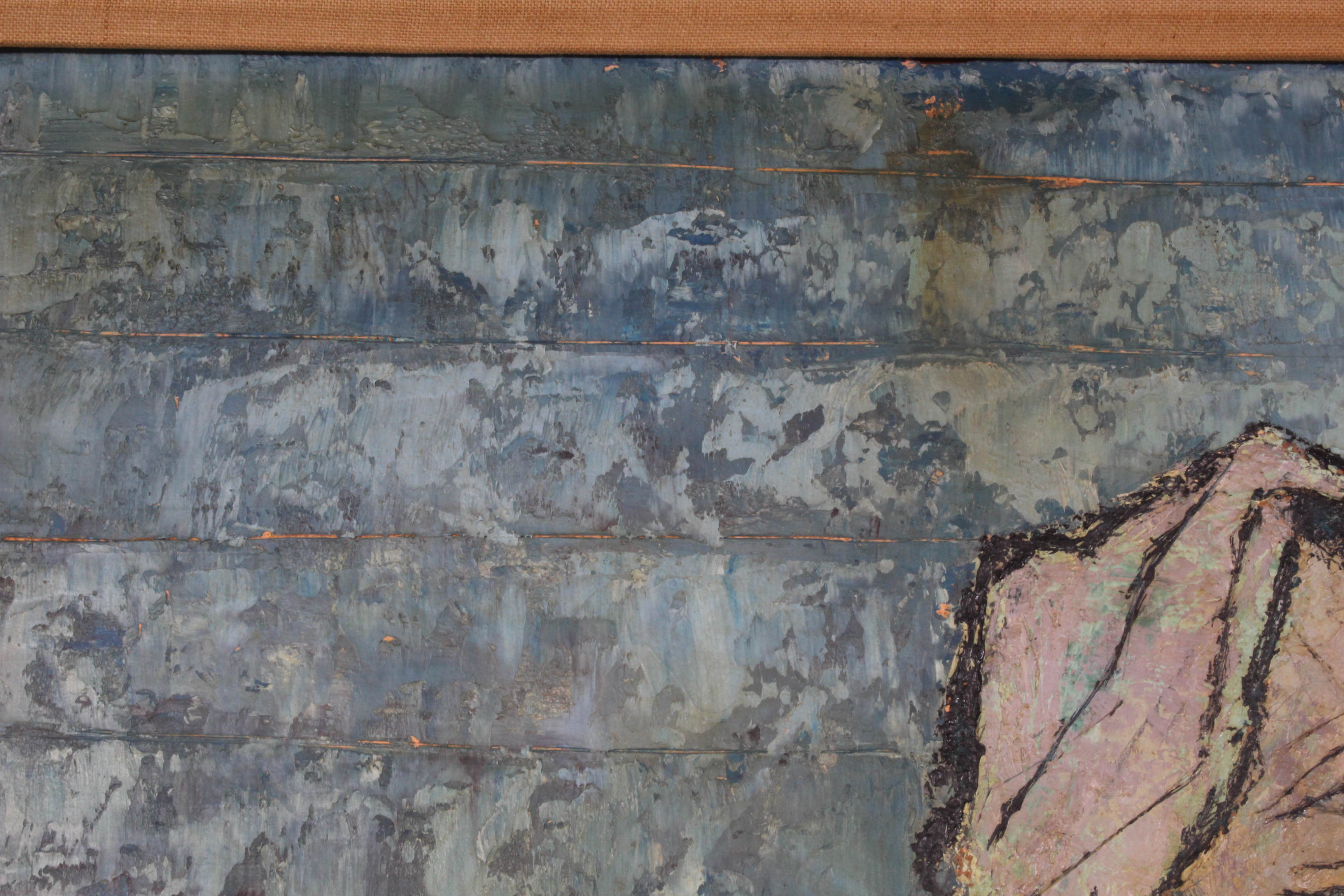 Sid Maurer Mid Century Etched Oil Painting