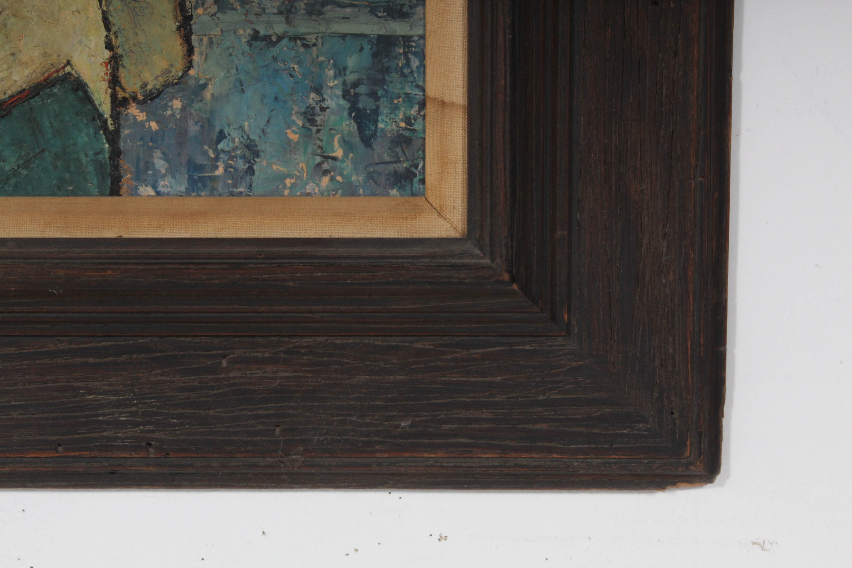 Sid Maurer Mid Century Etched Oil Painting