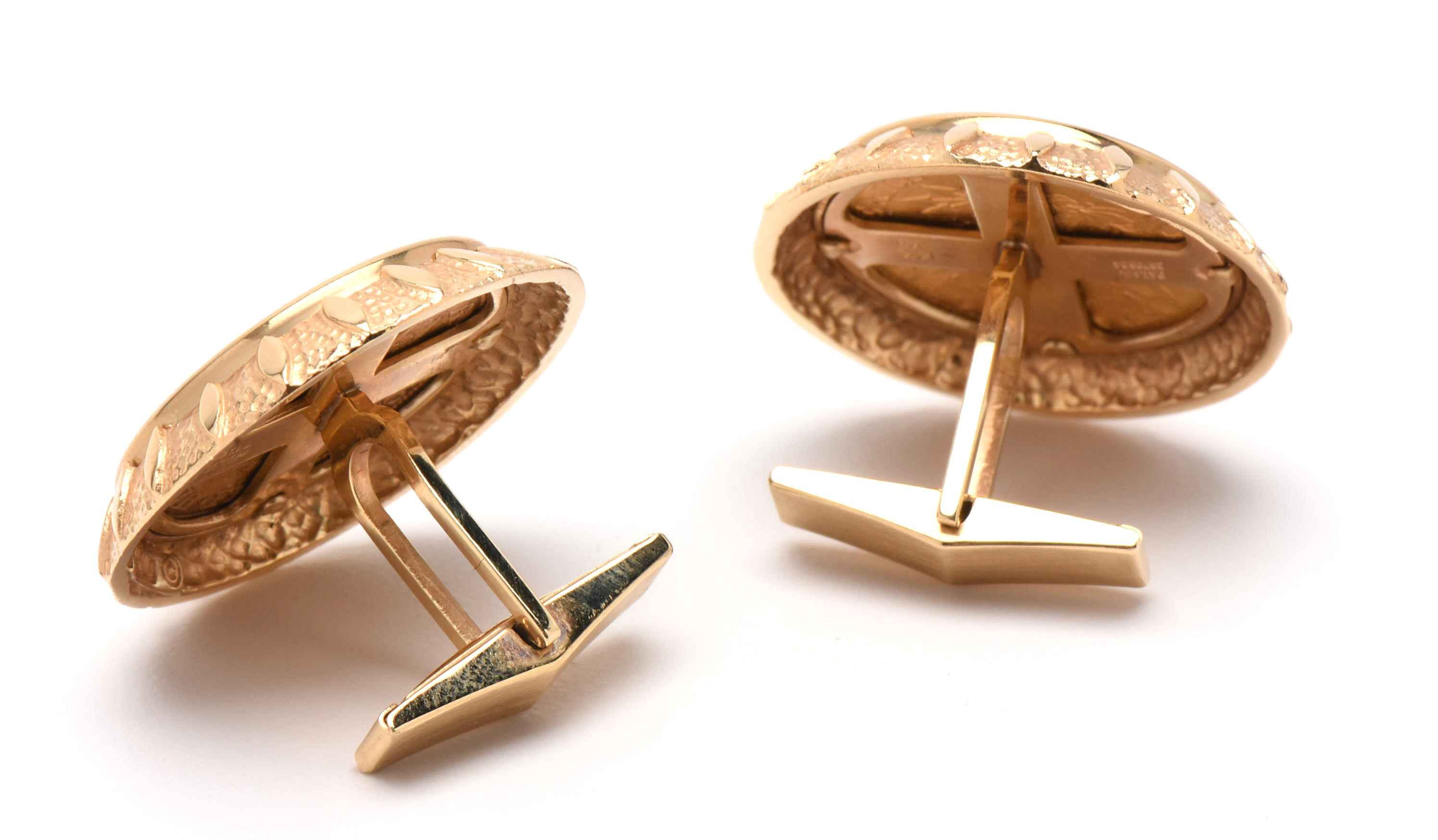 14K Yellow Gold Cufflinks with 1882 and 1885-S $5 Liberty Head Gold Coins