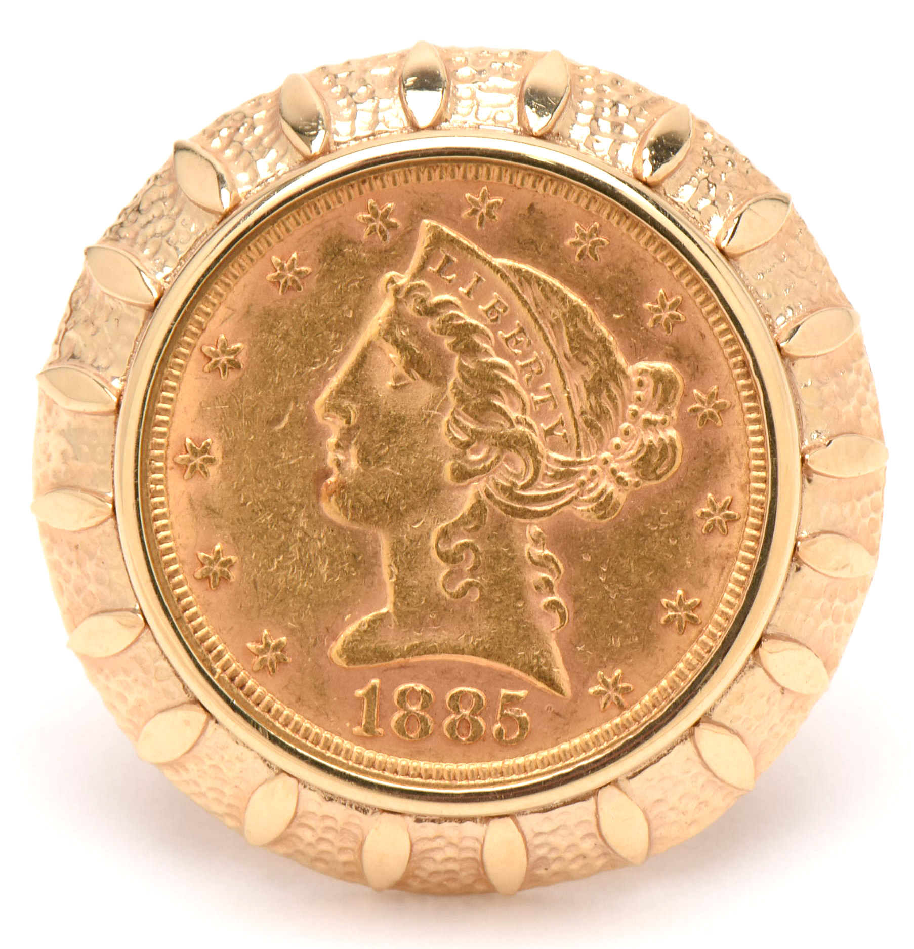 14K Yellow Gold Cufflinks with 1882 and 1885-S $5 Liberty Head Gold Coins