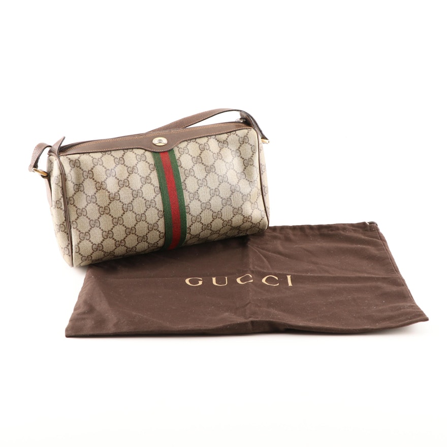 Gucci Accessory Collection Coated Canvas and Leather Web Stripe Crossbody Bag