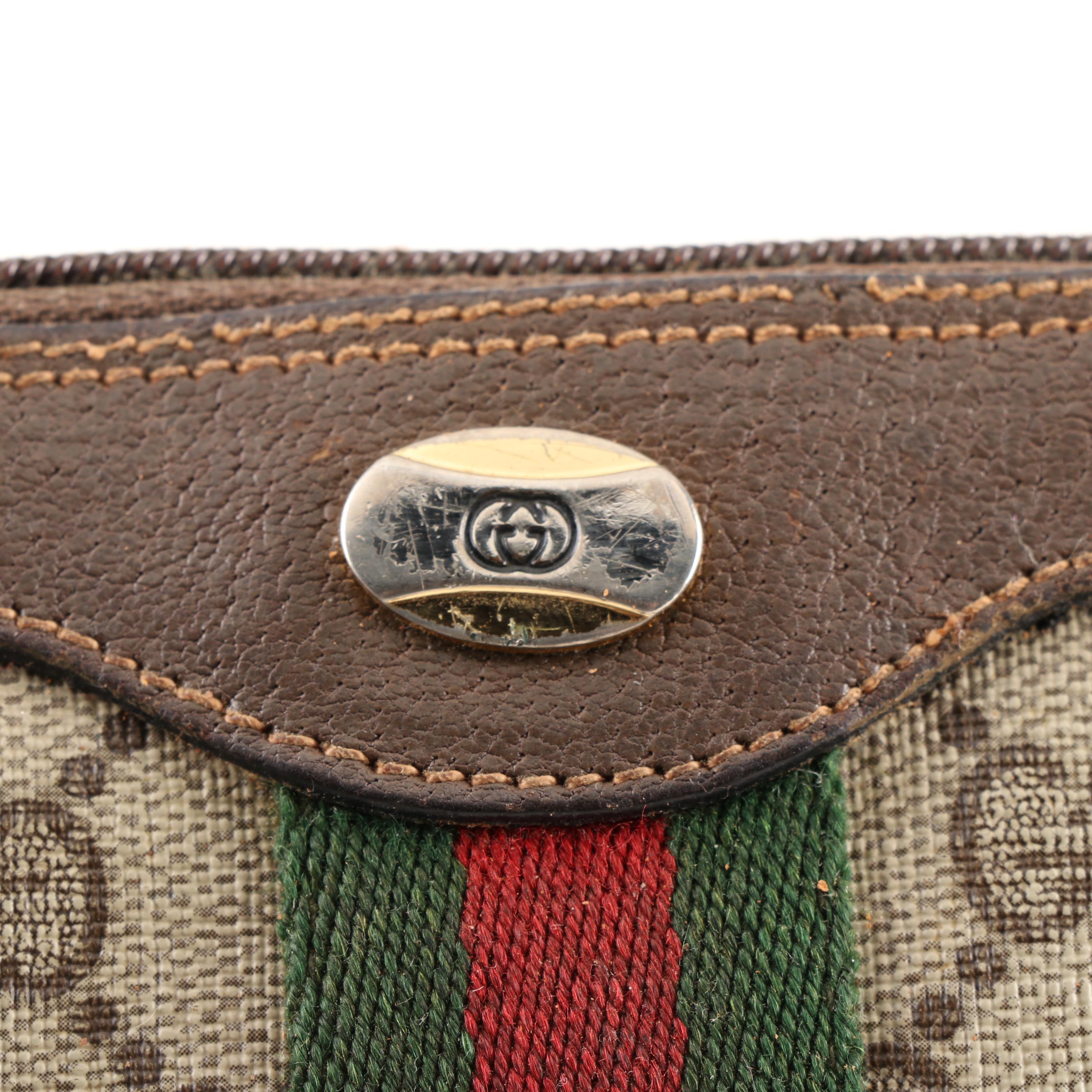 Gucci Accessory Collection Coated Canvas and Leather Web Stripe Crossbody Bag