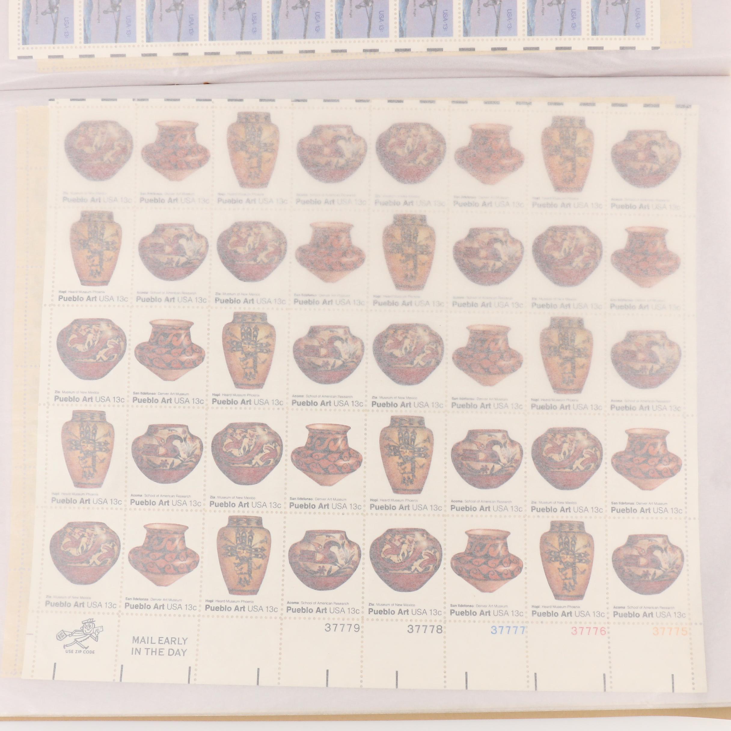 Group of Three Harco Mint Sheet Files with Sheets of U.S. Postage Stamps