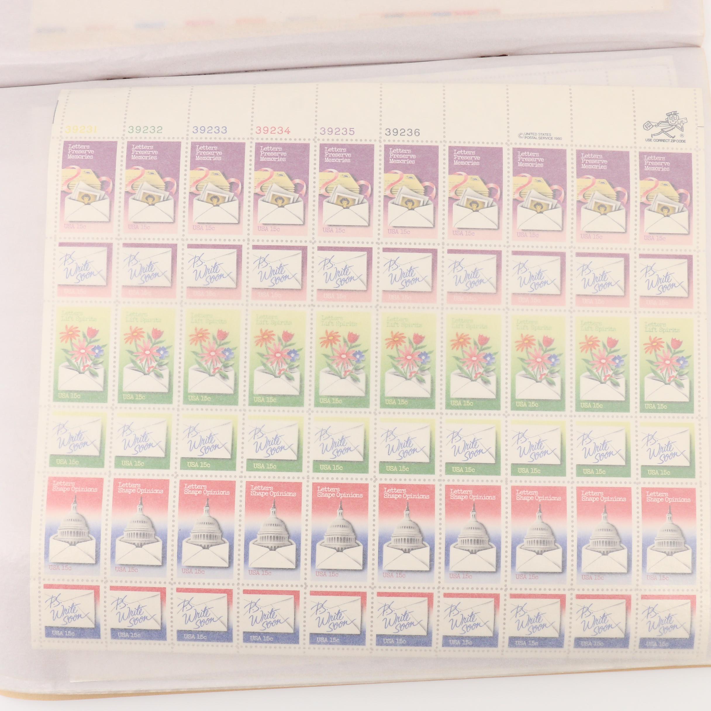 Group of Three Harco Mint Sheet Files with Sheets of U.S. Postage Stamps