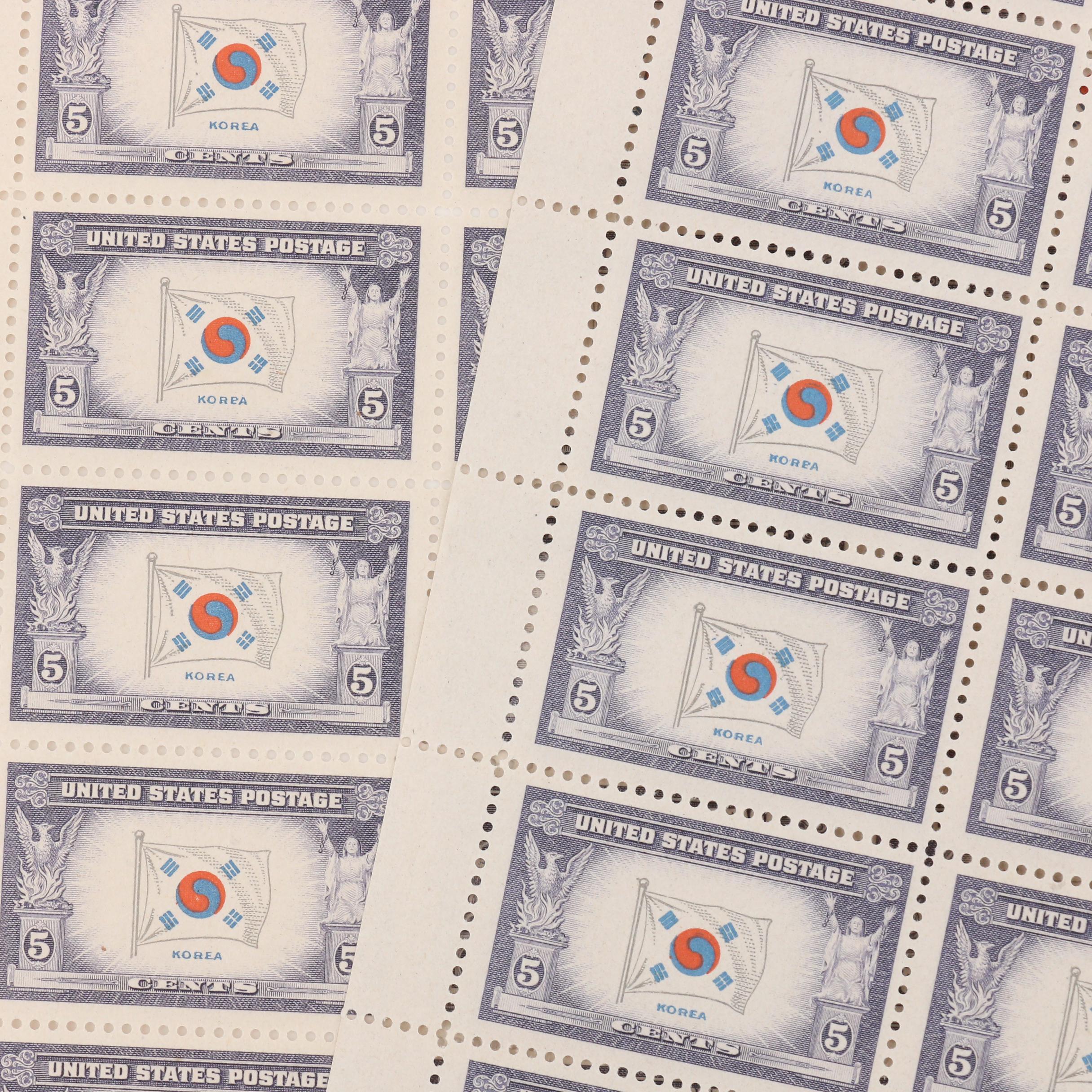 Group of Three Harco Mint Sheet Files with Sheets of U.S. Postage Stamps