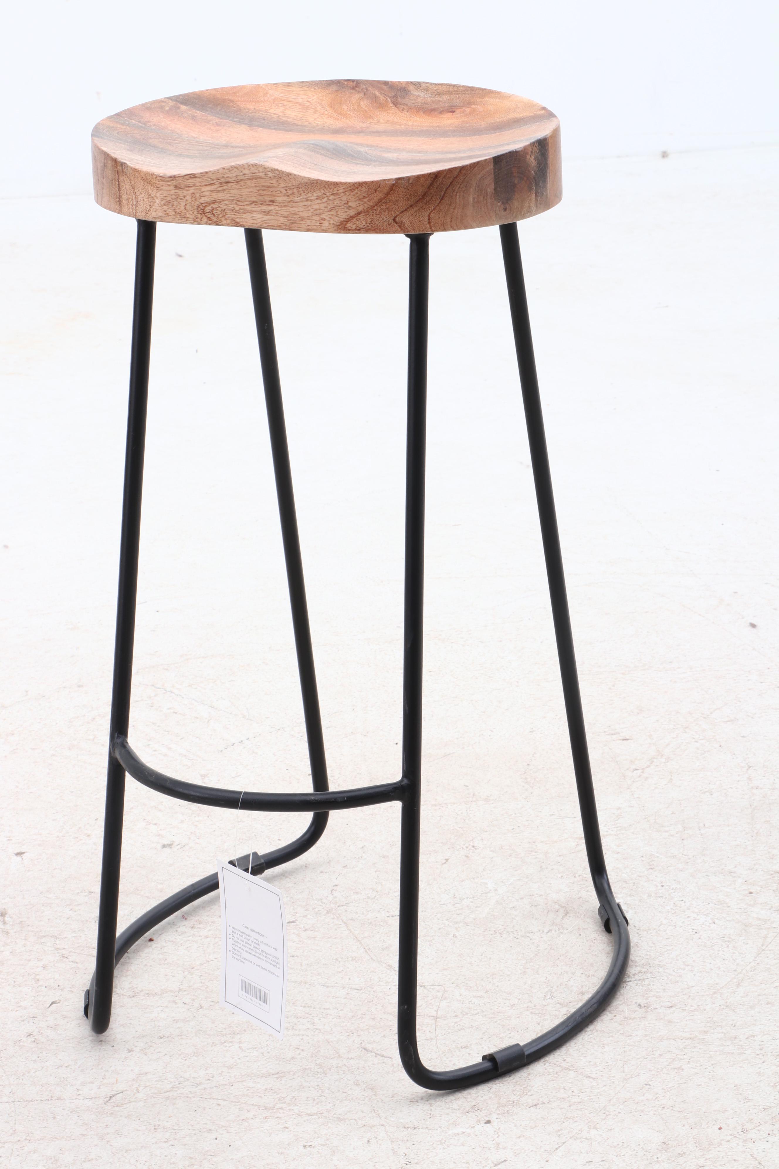 Two Contoured Solid Wood Barstools by The Urban Port