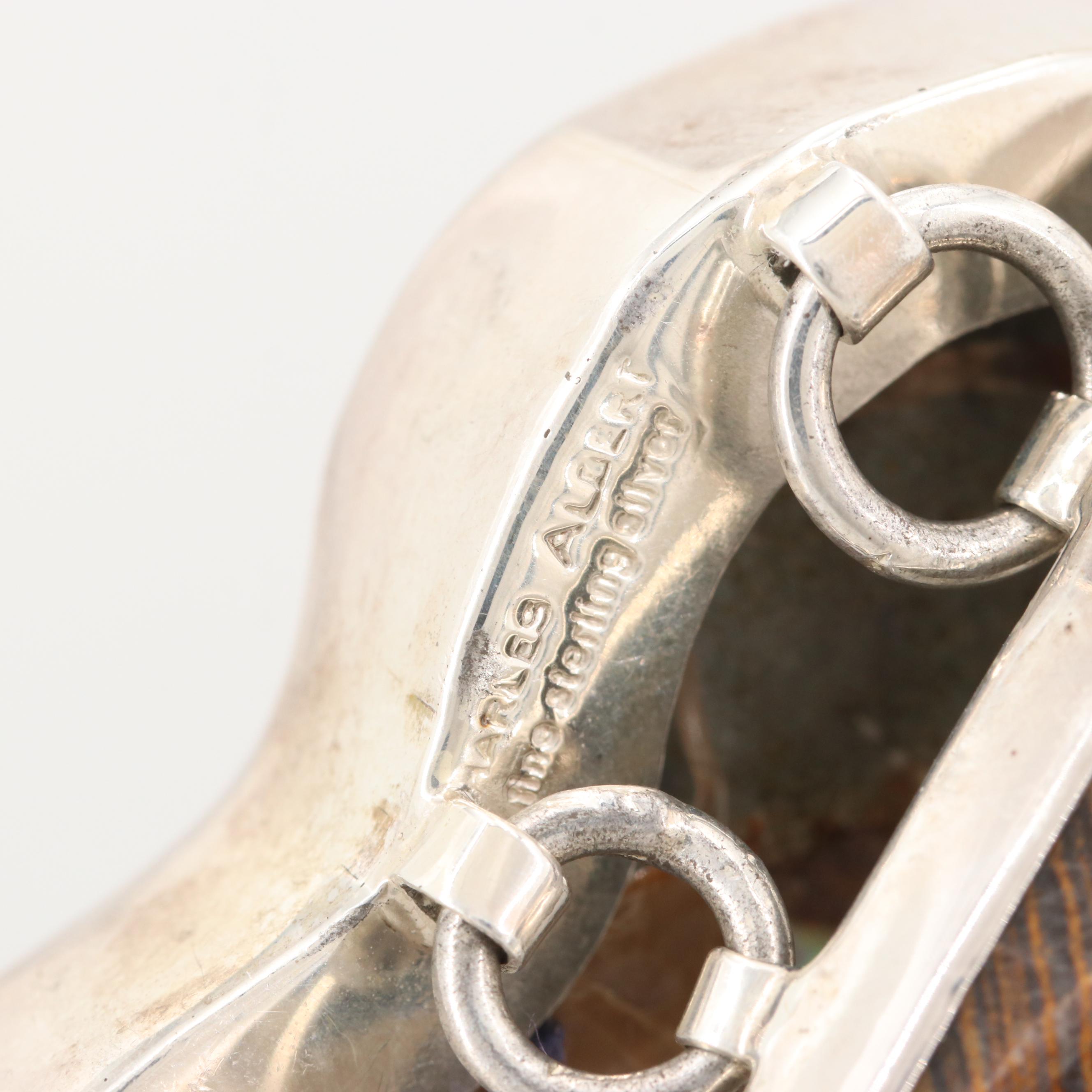 Charles Albert Sterling Silver Fossilized Coral, Ammonite and Jasper Bracelet