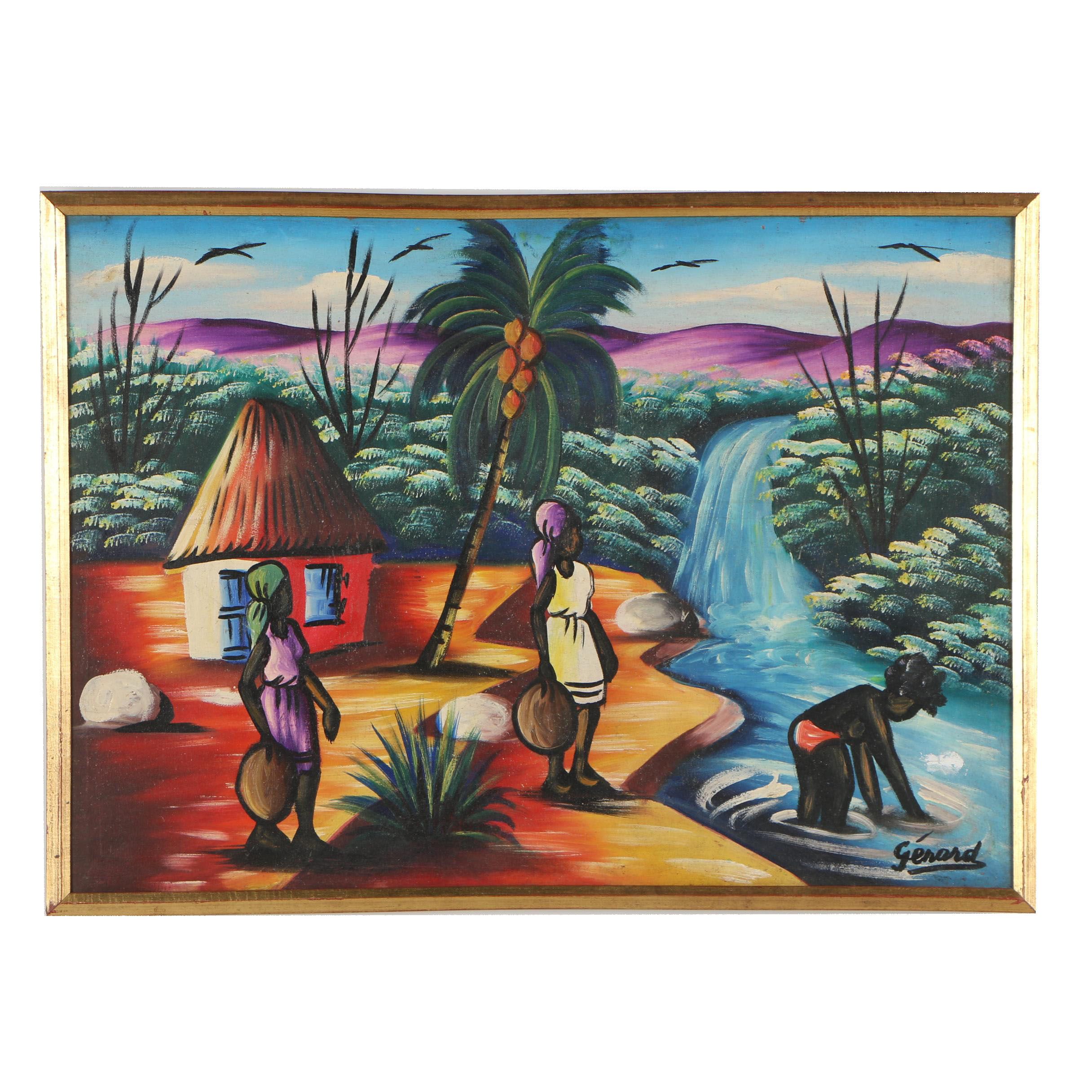 Gérard Haitian Folk Art Painting
