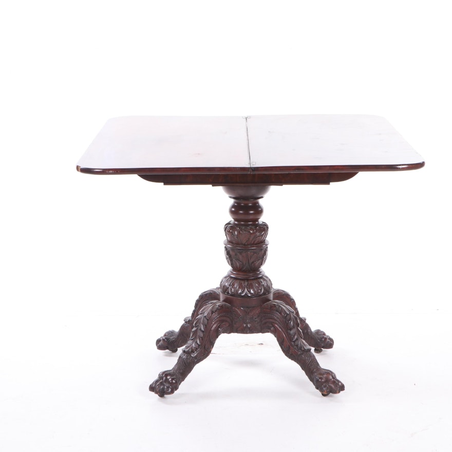 Empire Carved Mahogany Games Table Attributed to Isaac Vose, Ca. 1825