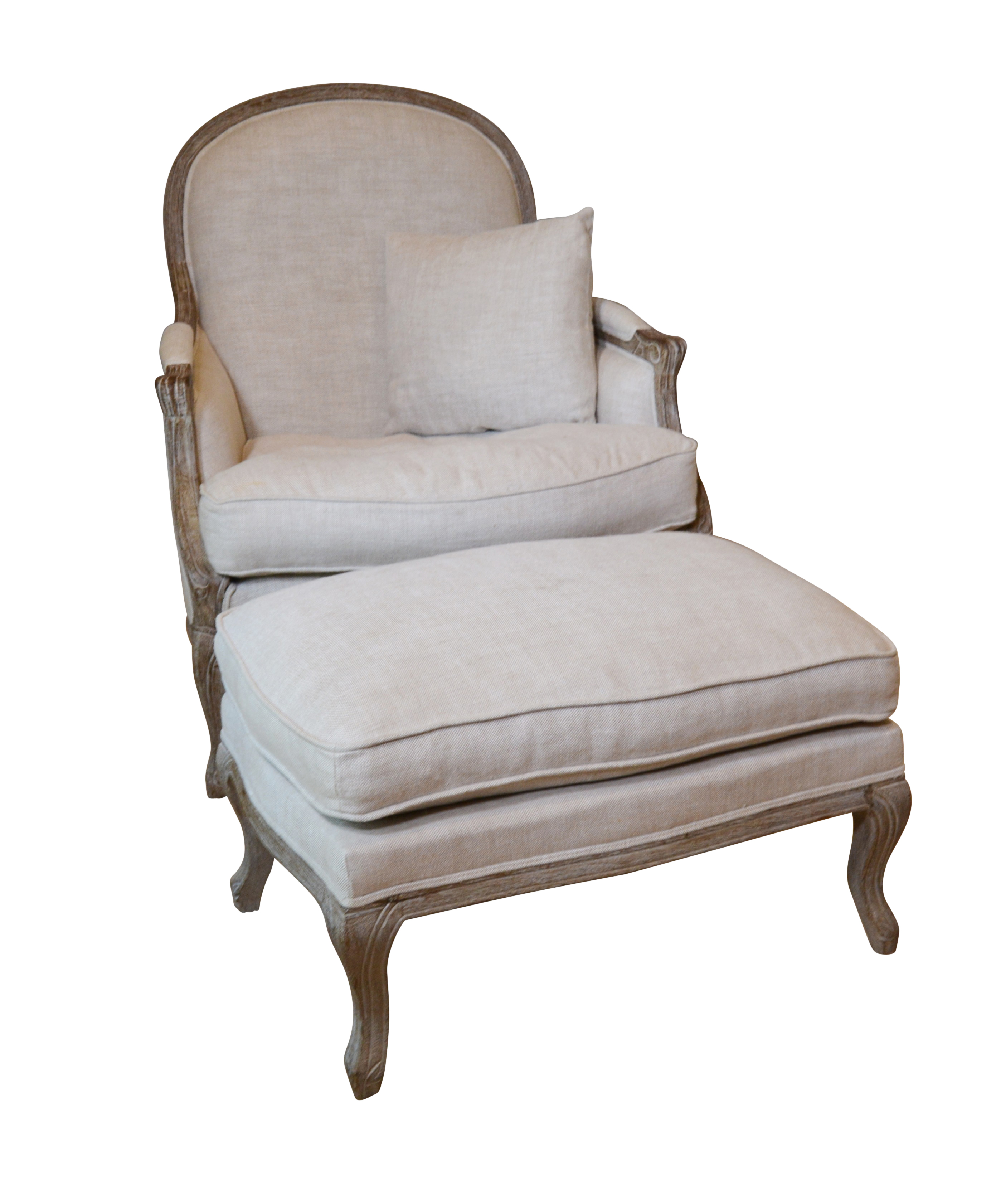 Louis XV Style "Lyon" Bergère and Ottoman by Restoration Hardware, 21st Century