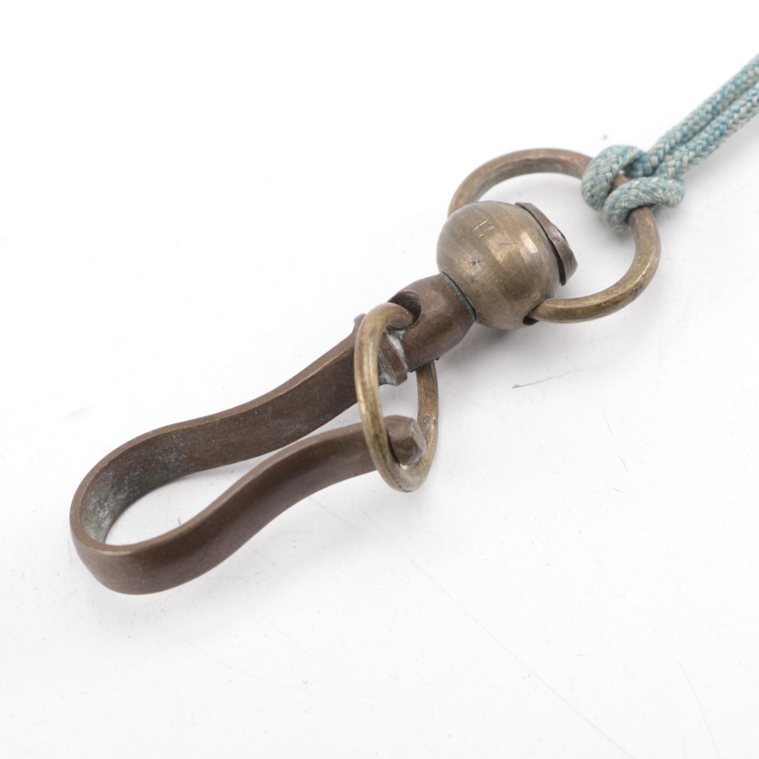 Chinese Engraved Paktong Shagreen and Brass Water Pipe