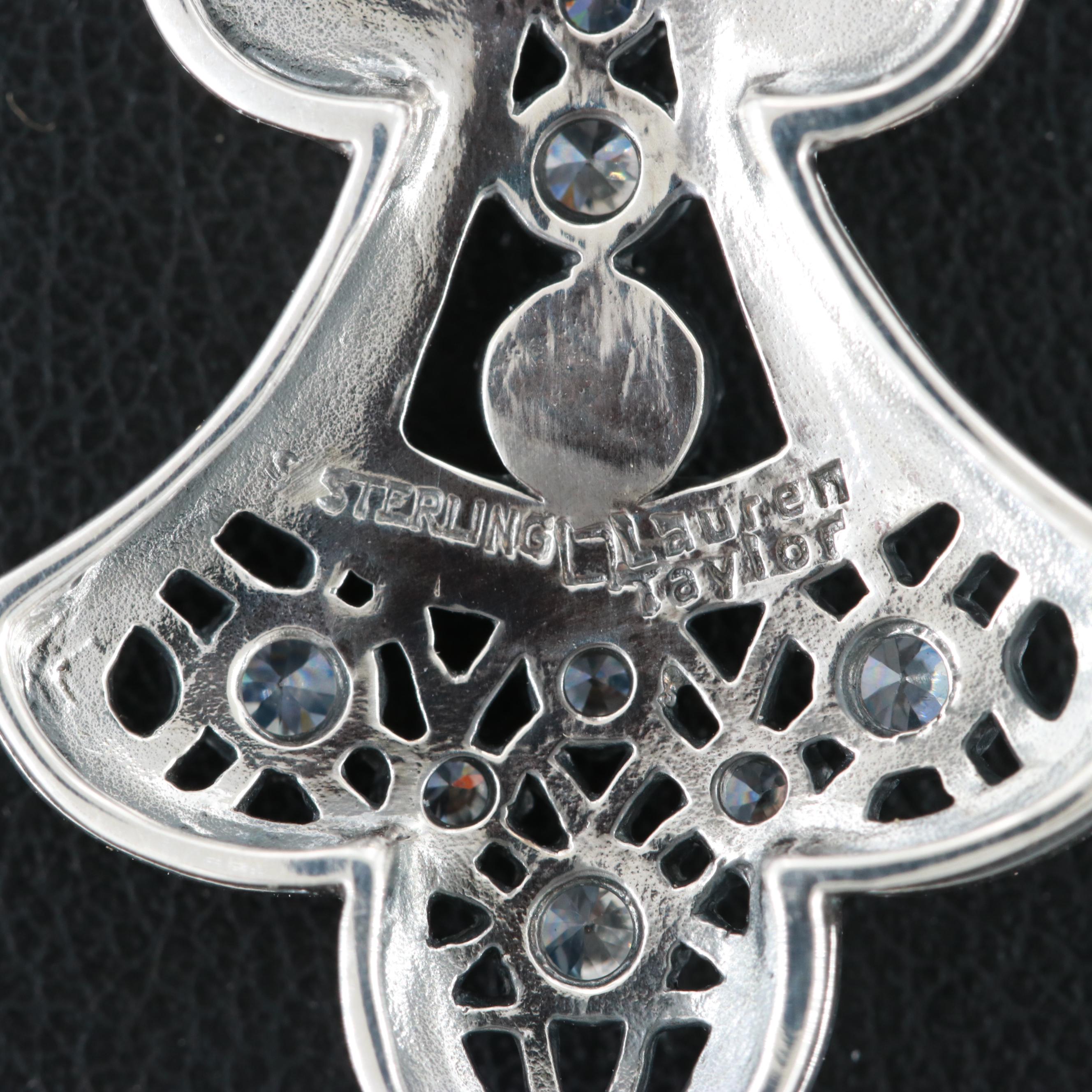 Lauren Taylor Sterling Silver Cultured Pearl and Cubic Zirconia Pendant Necklace