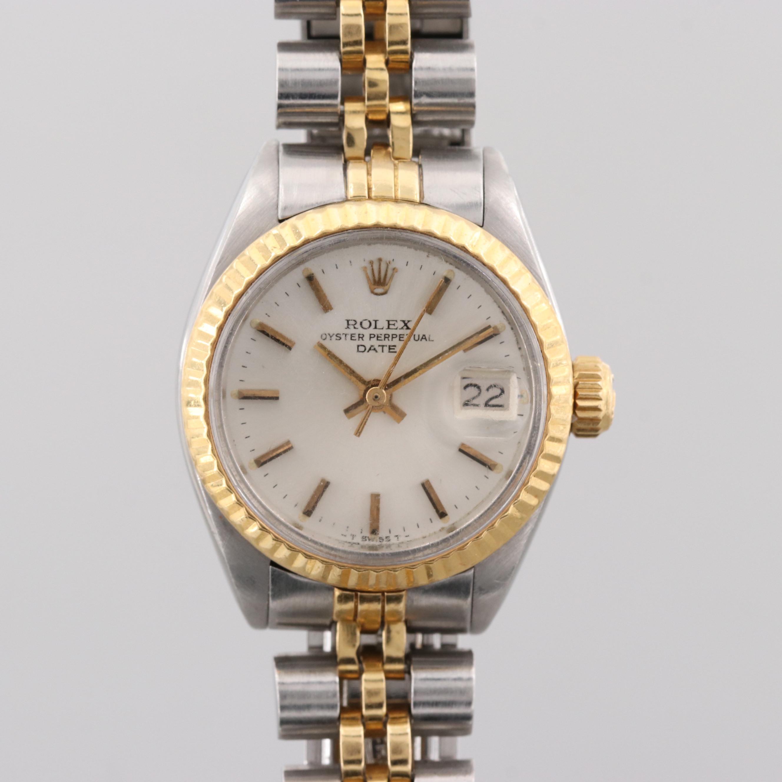 Vintage Rolex Date 14K Yellow Gold and Stainless Steel