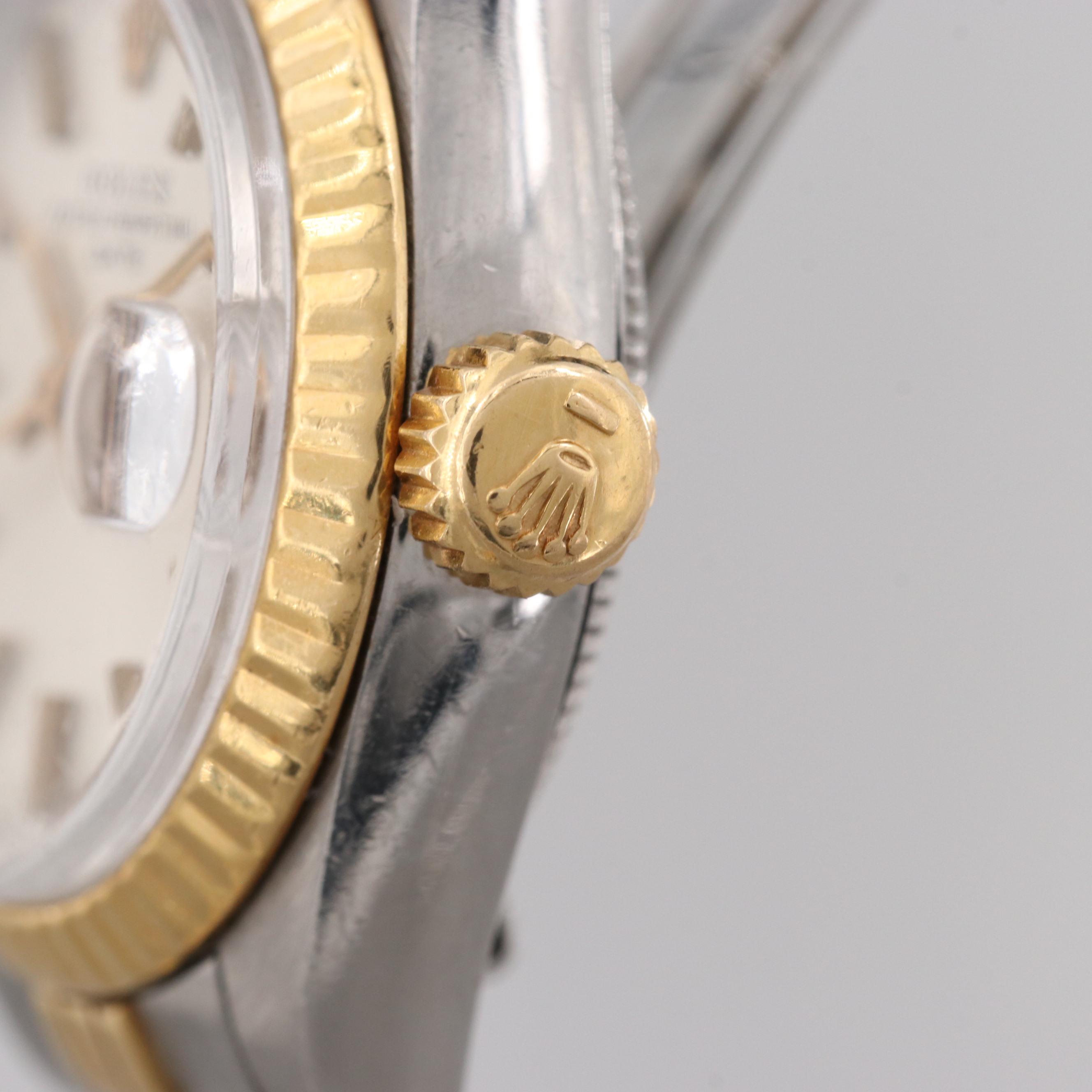 Vintage Rolex Date 14K Yellow Gold and Stainless Steel
