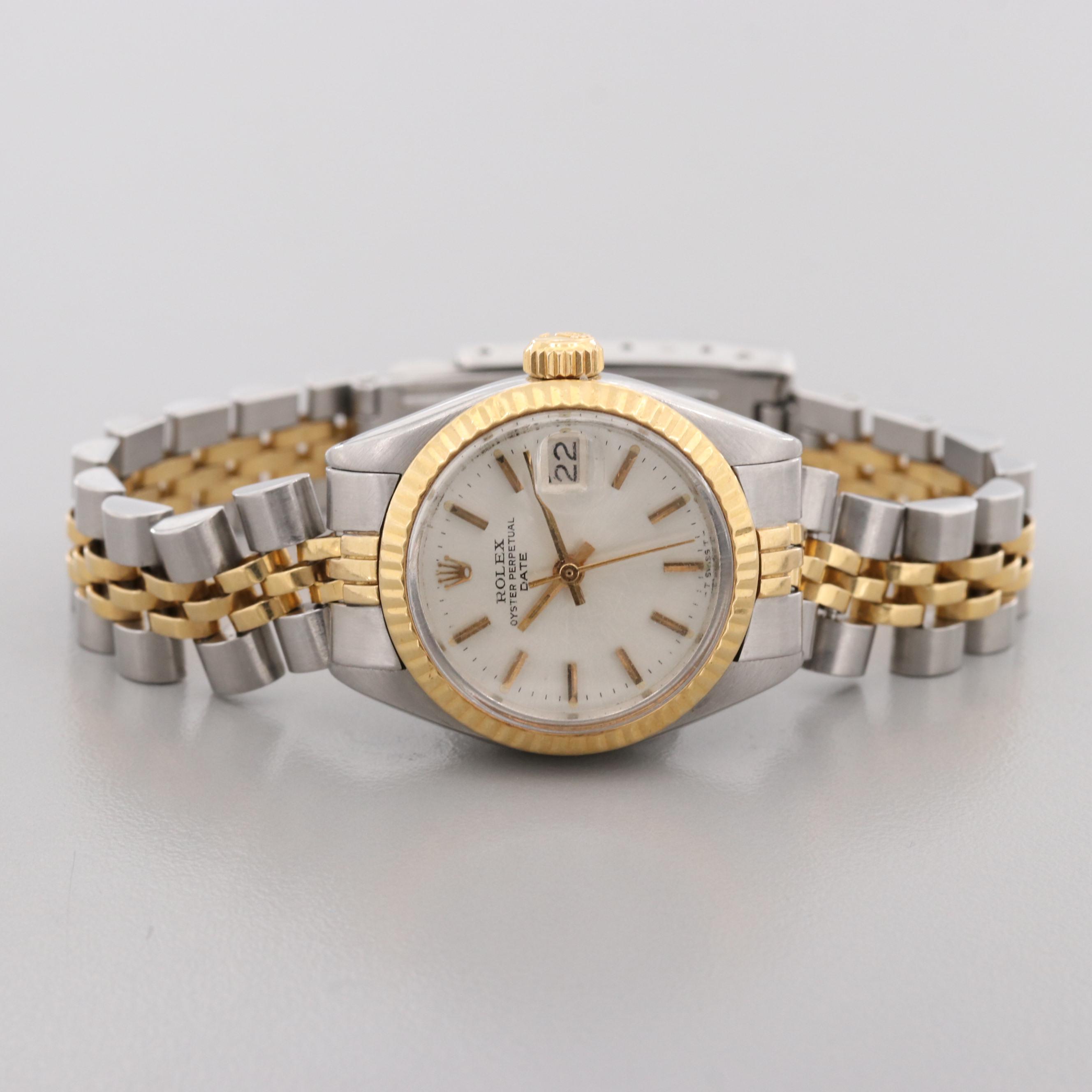 Vintage Rolex Date 14K Yellow Gold and Stainless Steel