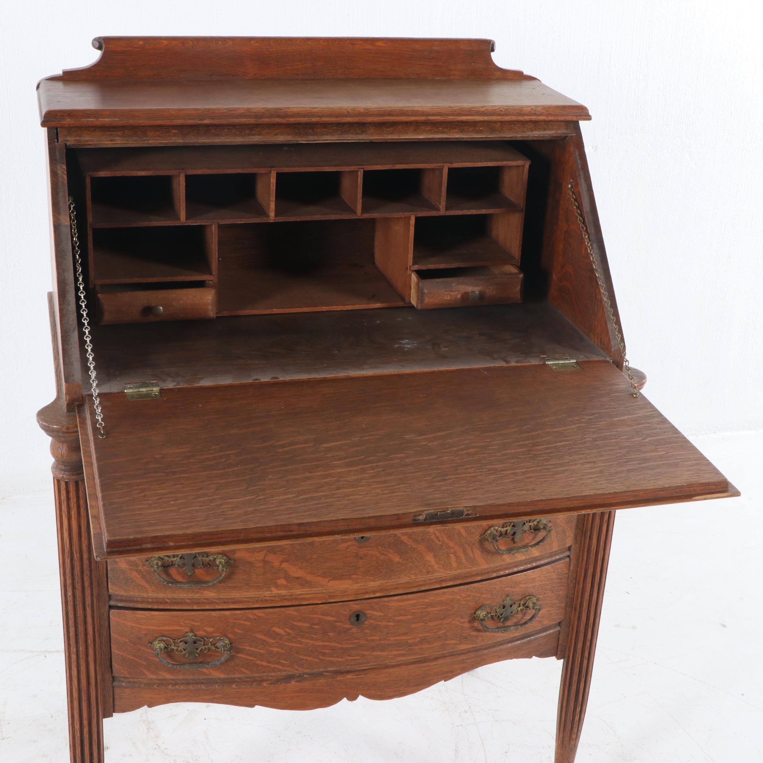 Antique Oak Desk with Chair