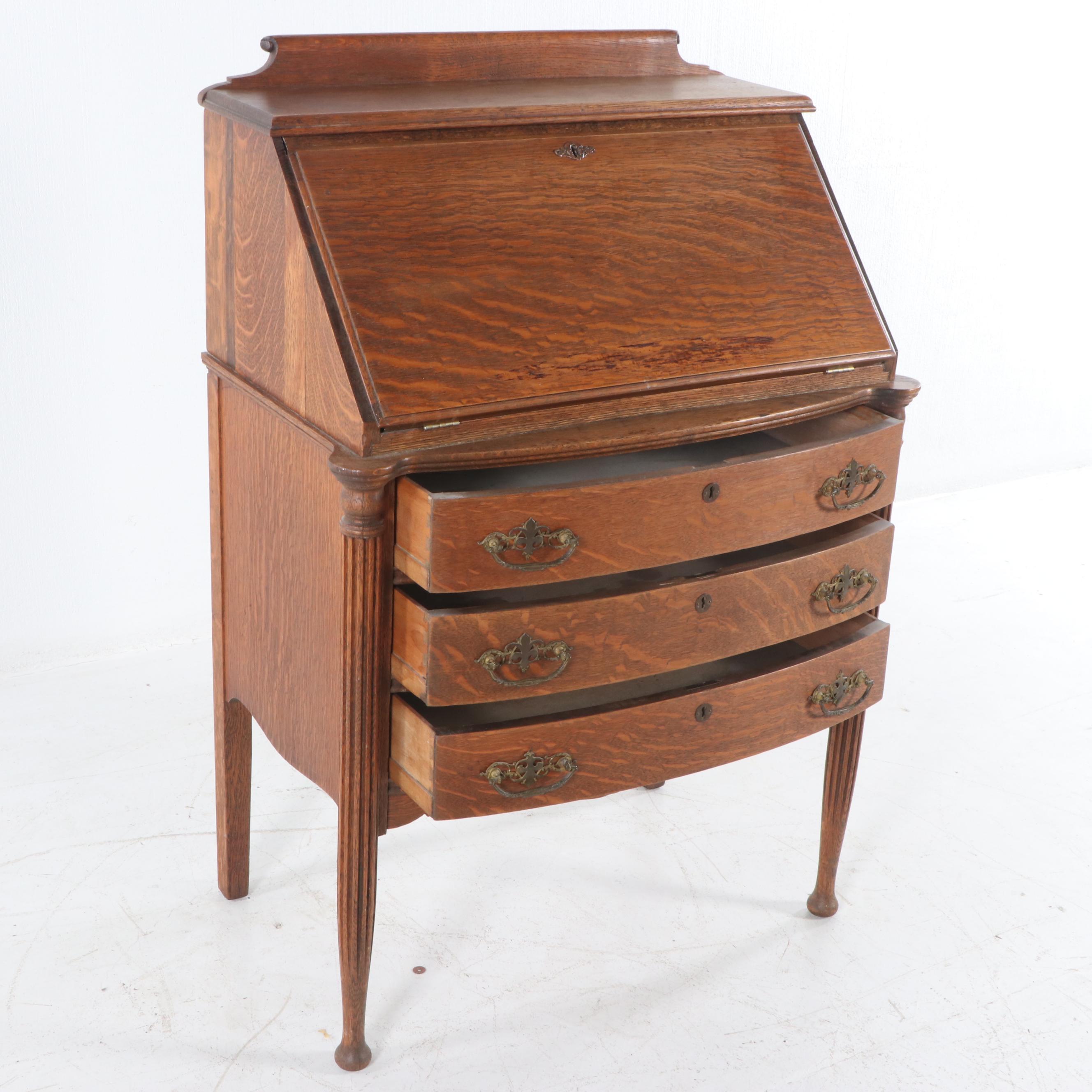 Antique Oak Desk with Chair
