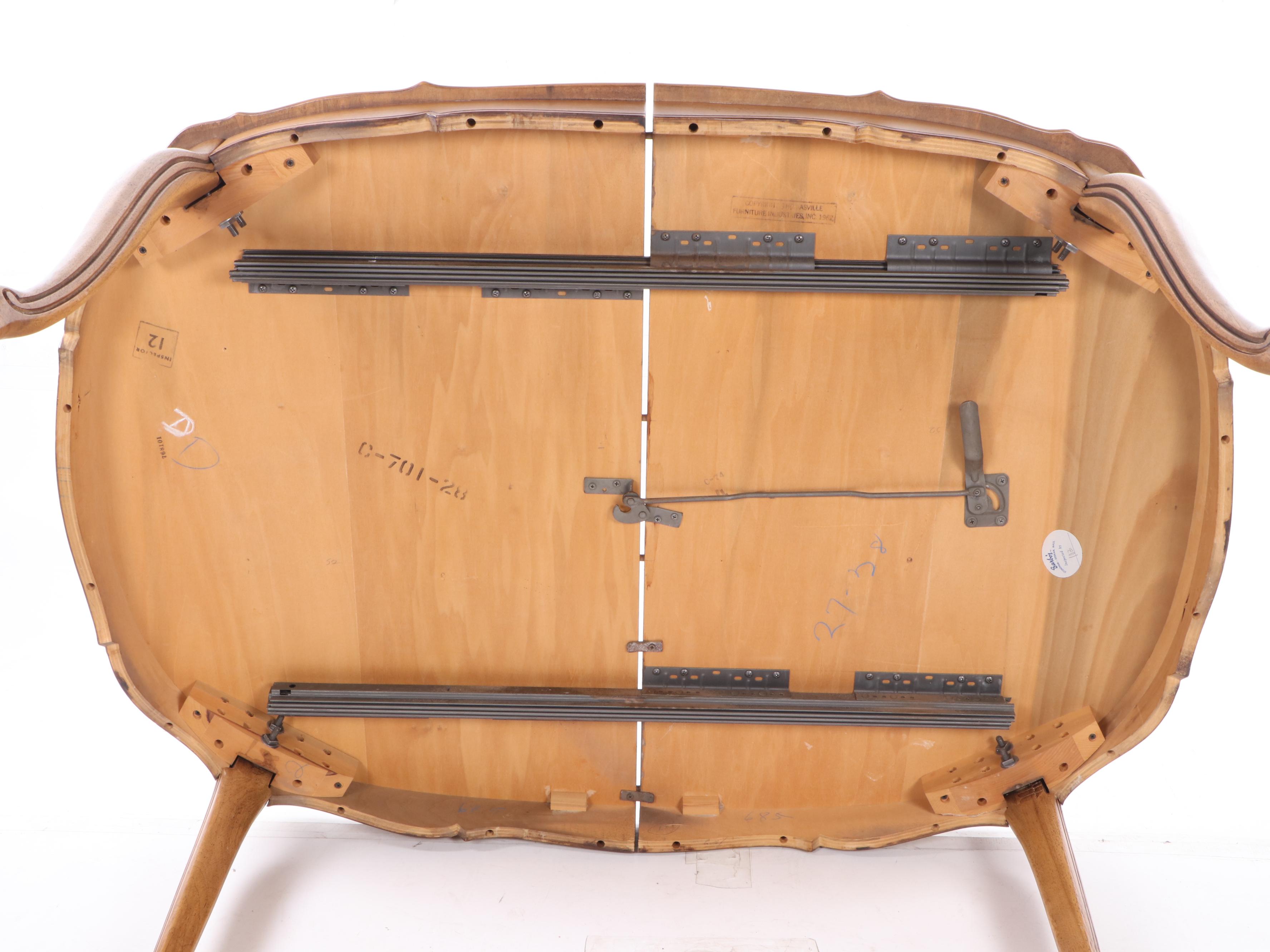 Thomasville "Tableau" Expandable Dining Table and Chair Set, Mid 20th Century