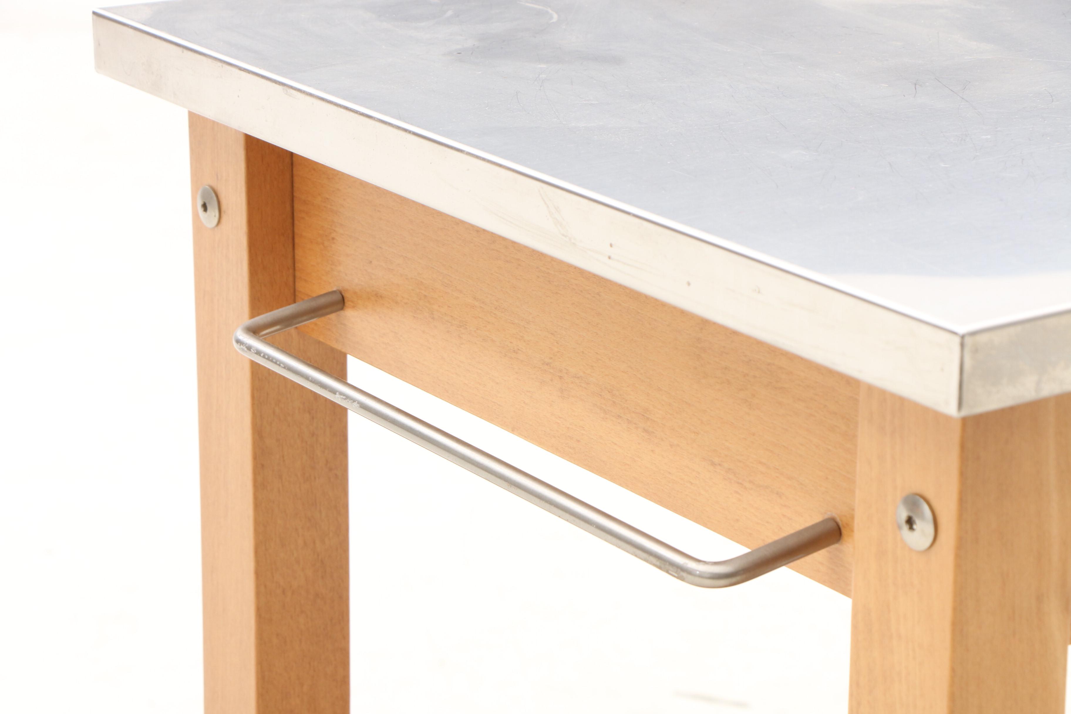 Stainless Steel Top Kitchen Island with Contents in Drawer