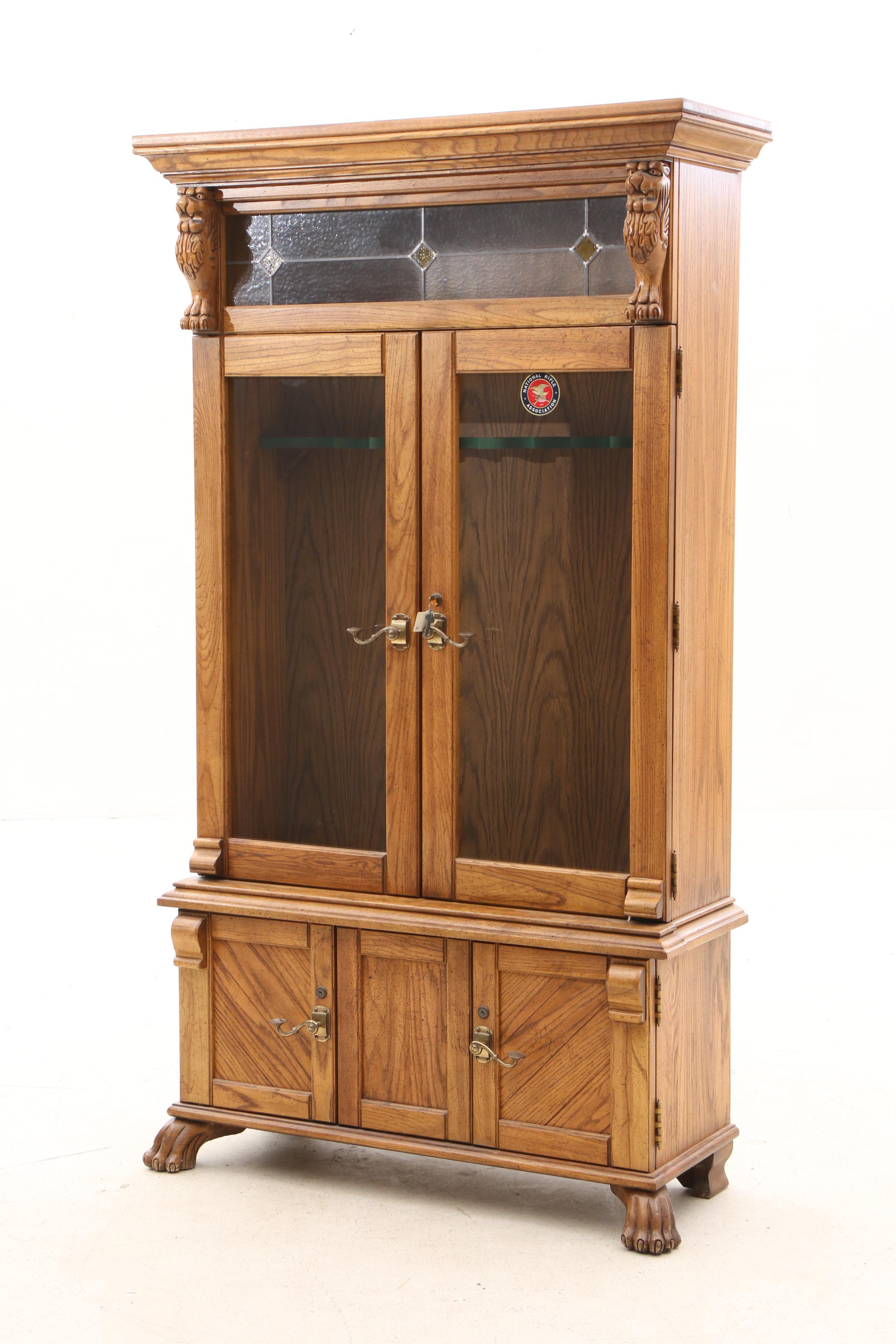 Illuminated Pulaski Gun Cabinets in Oak