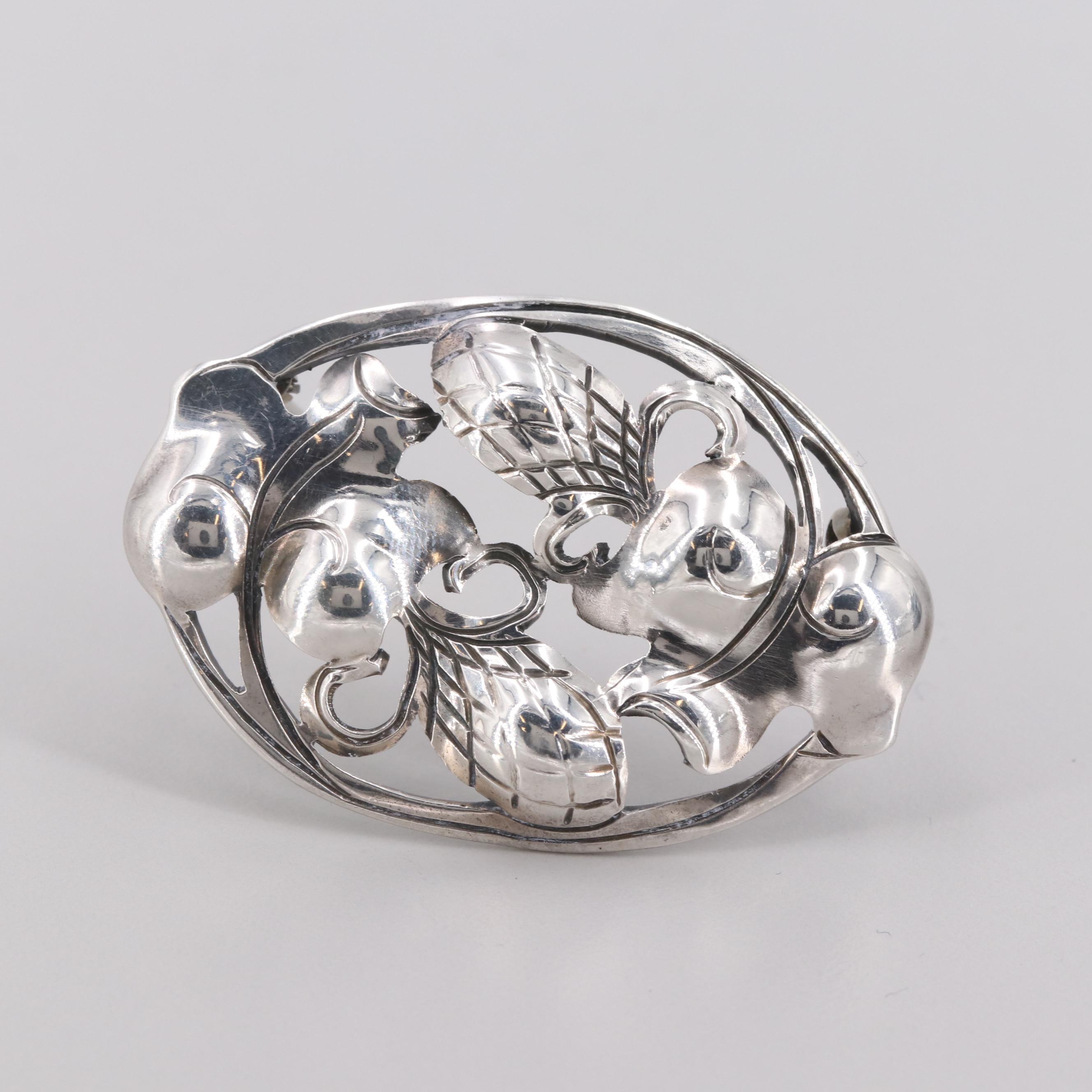 Vintage Kalo Sterling Silver Hand Wrought Brooch