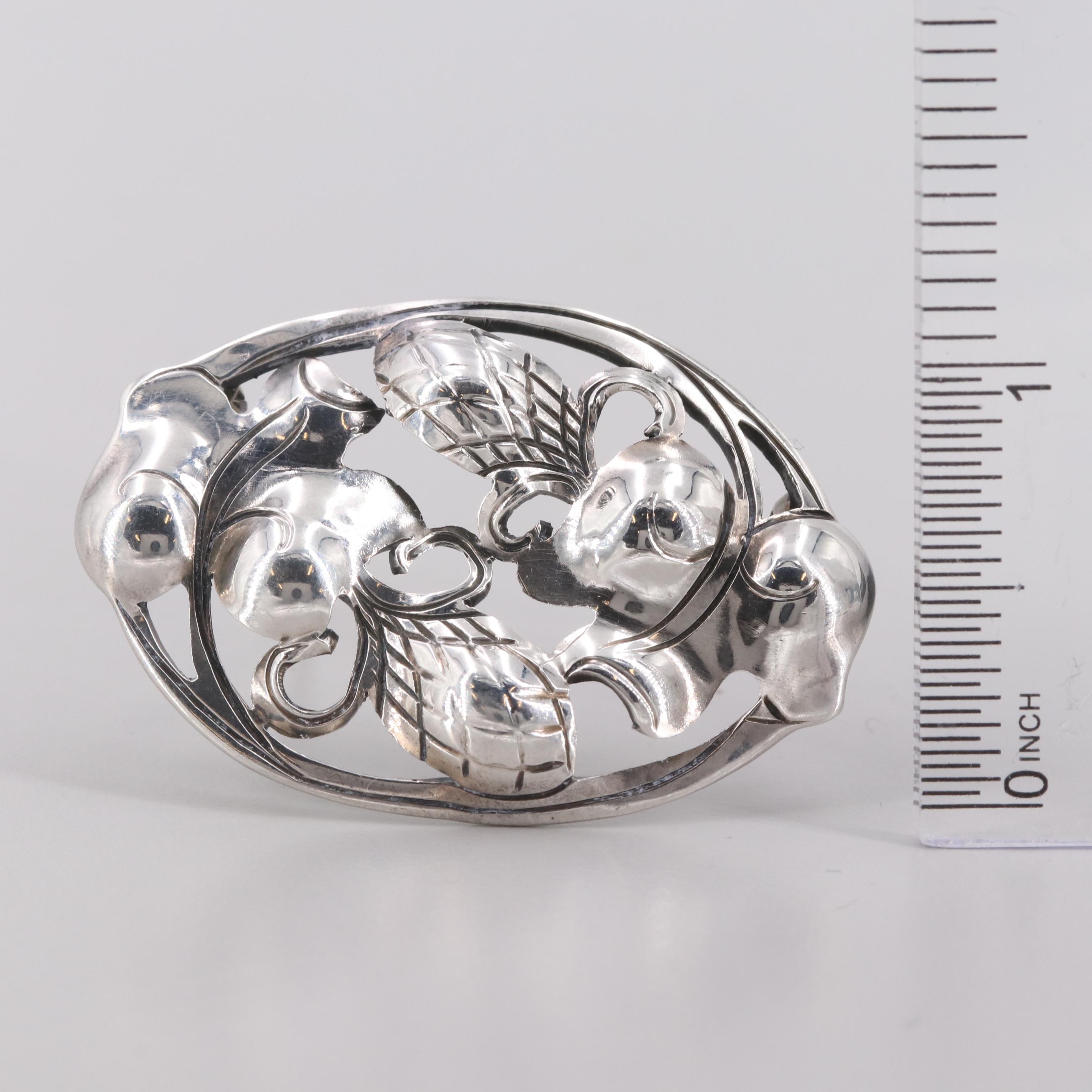 Vintage Kalo Sterling Silver Hand Wrought Brooch