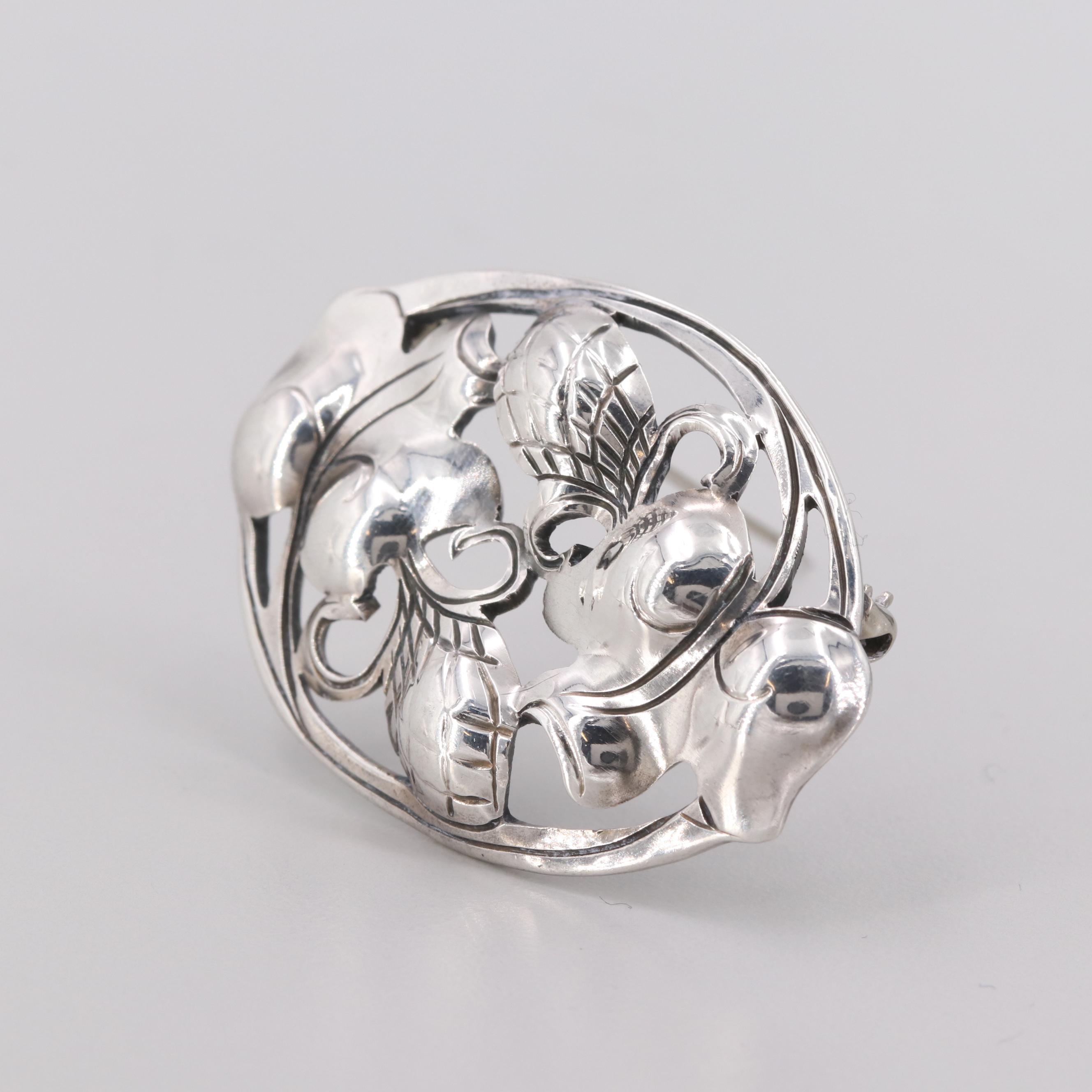 Vintage Kalo Sterling Silver Hand Wrought Brooch