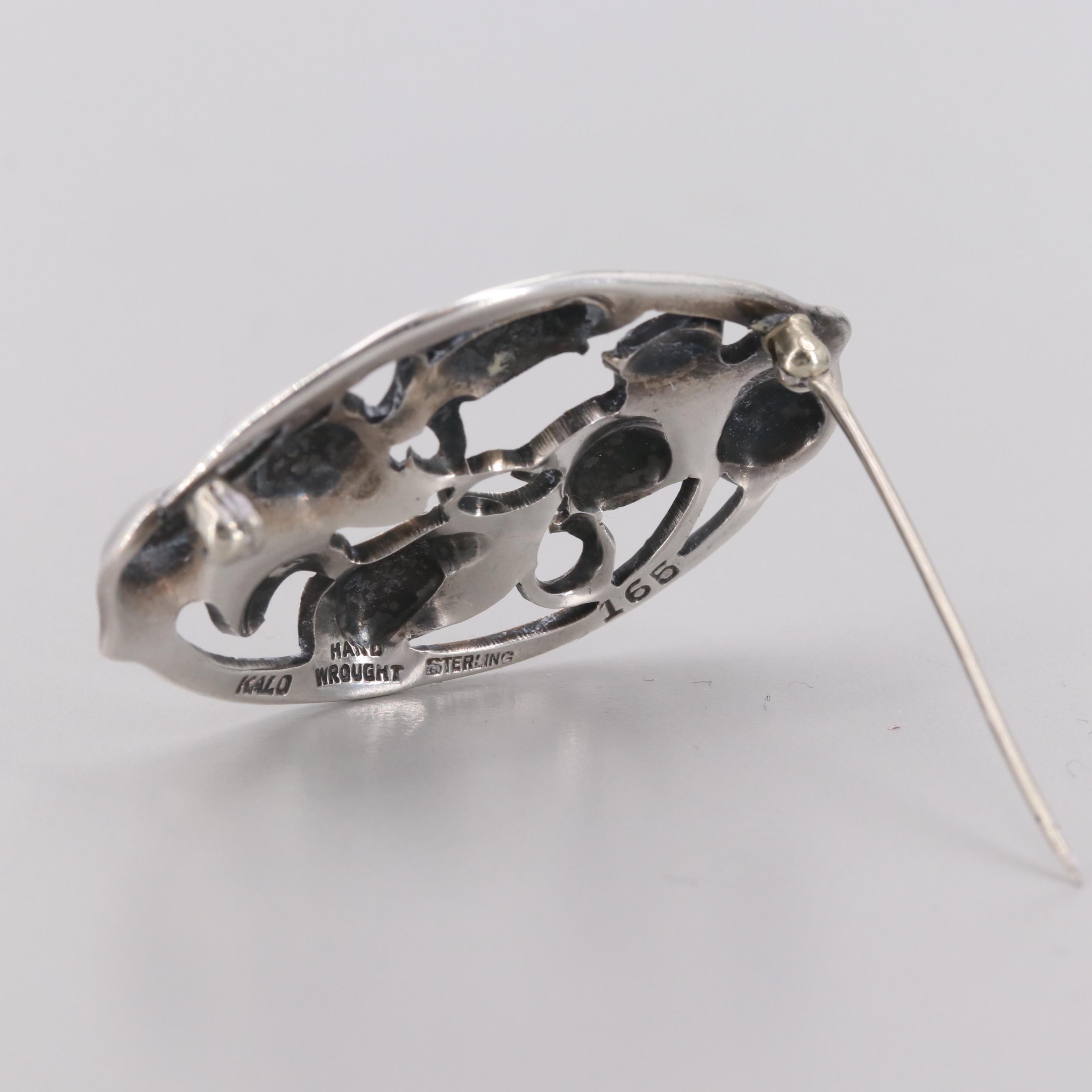 Vintage Kalo Sterling Silver Hand Wrought Brooch
