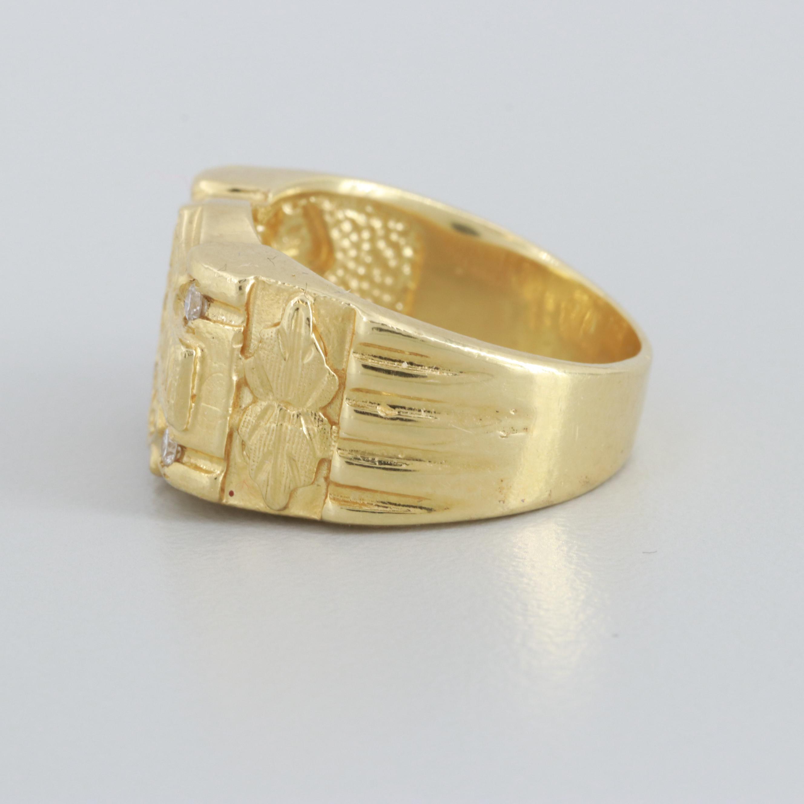 18K Yellow Gold Diamond Harley Davidson Ring