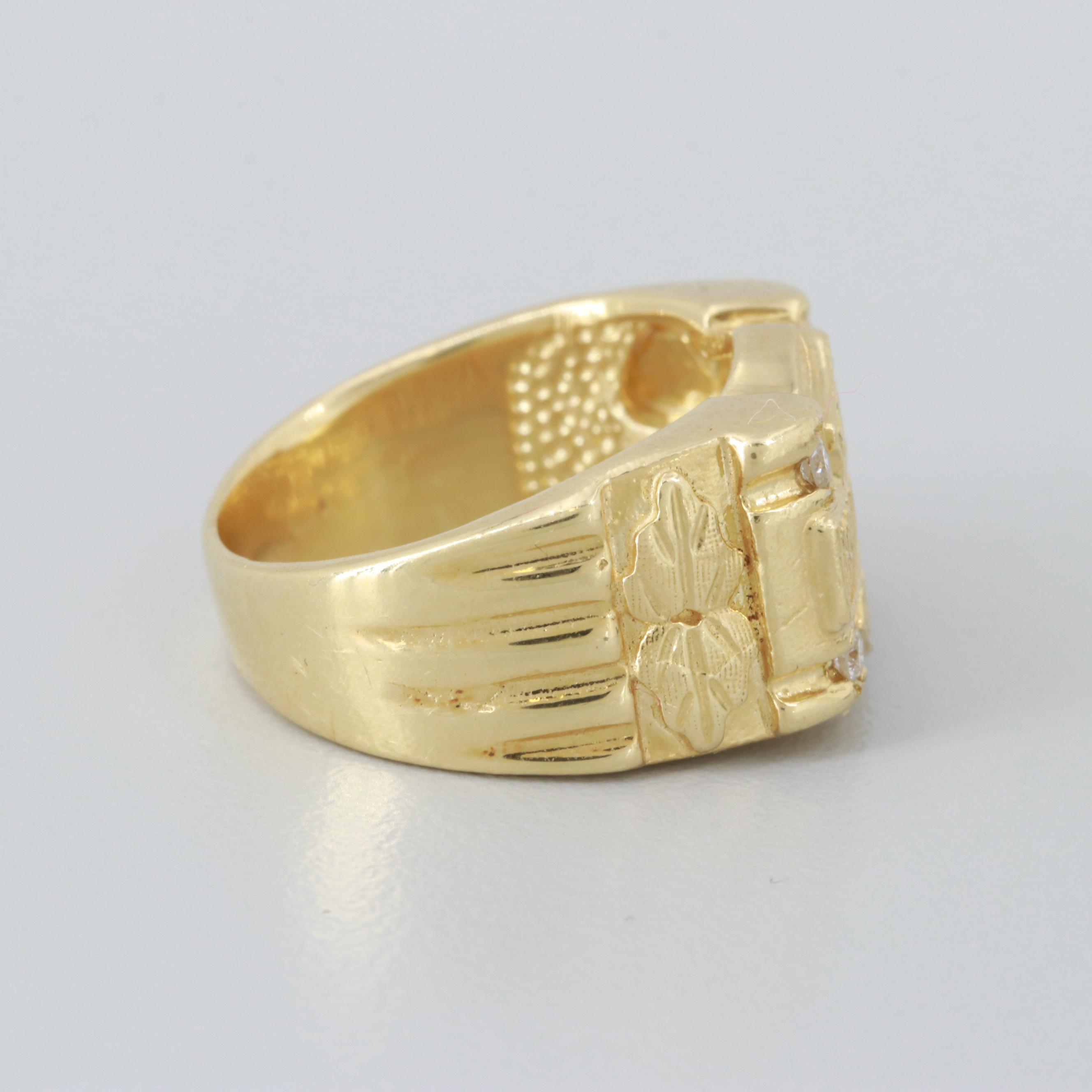 18K Yellow Gold Diamond Harley Davidson Ring