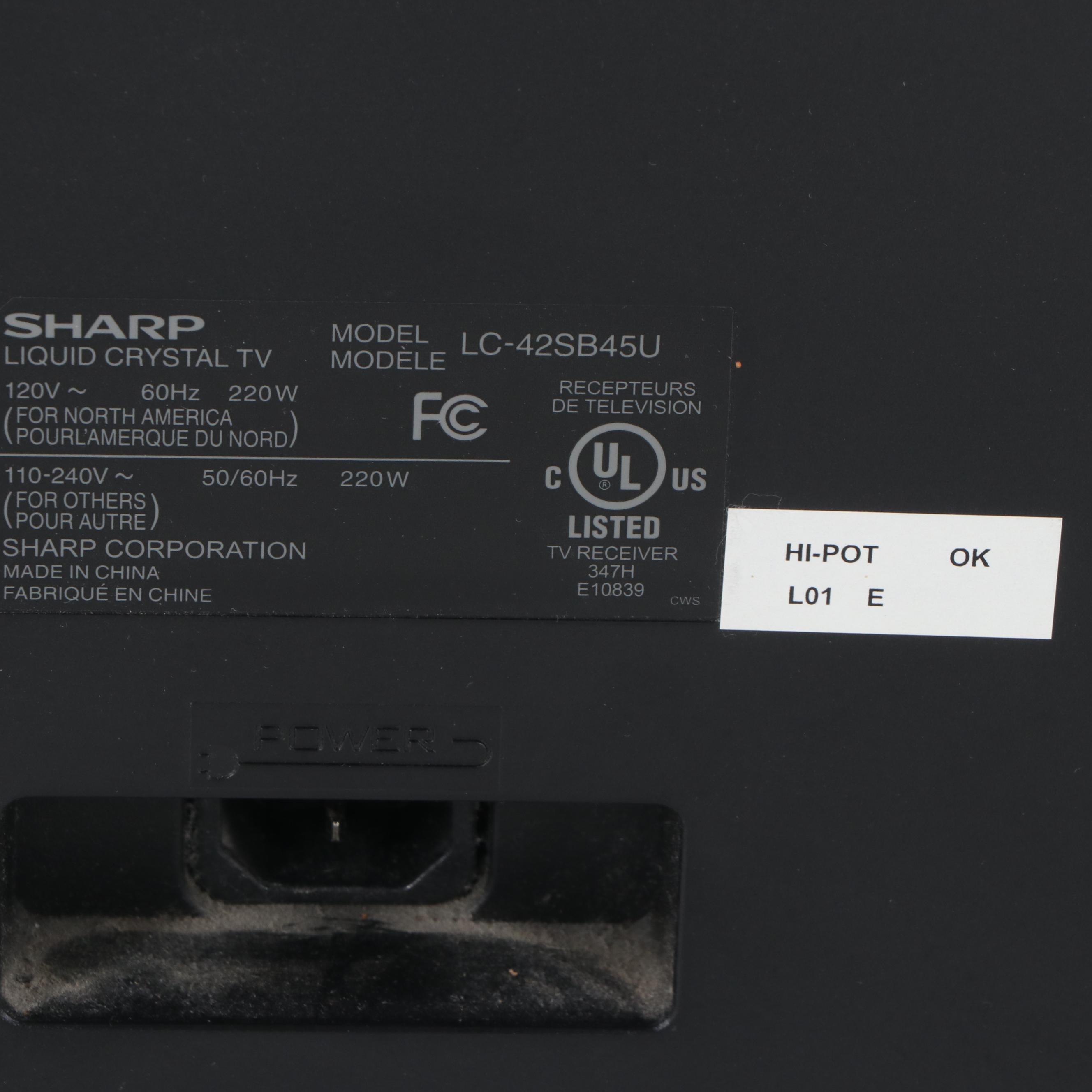 Sharp 42" Liquid Crystal Flat Screen Television