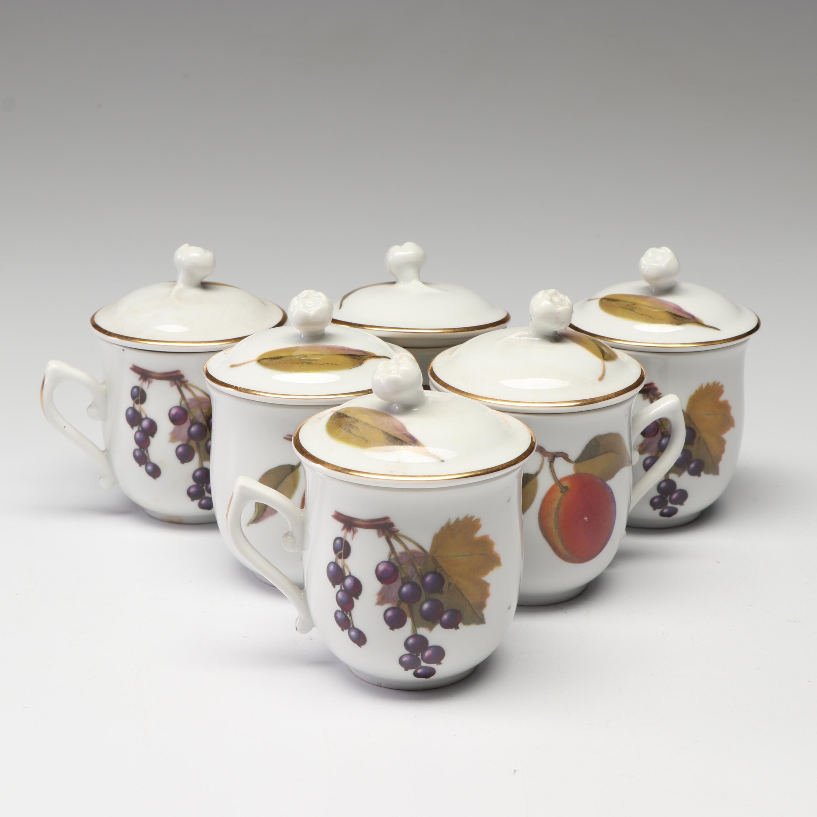 Royal Worcester "Evesham" Porcelain Pots de Creme
